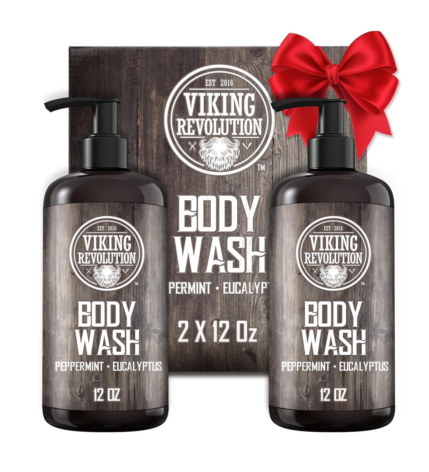 Viking Revolution Men's Body Wash Eucalyptus Peppermint Body Wash for Men Body Wash with Vitamin E and Rosemary Oil - 12 Oz - Pack Of 2 - Buy Online on GoSupps.com