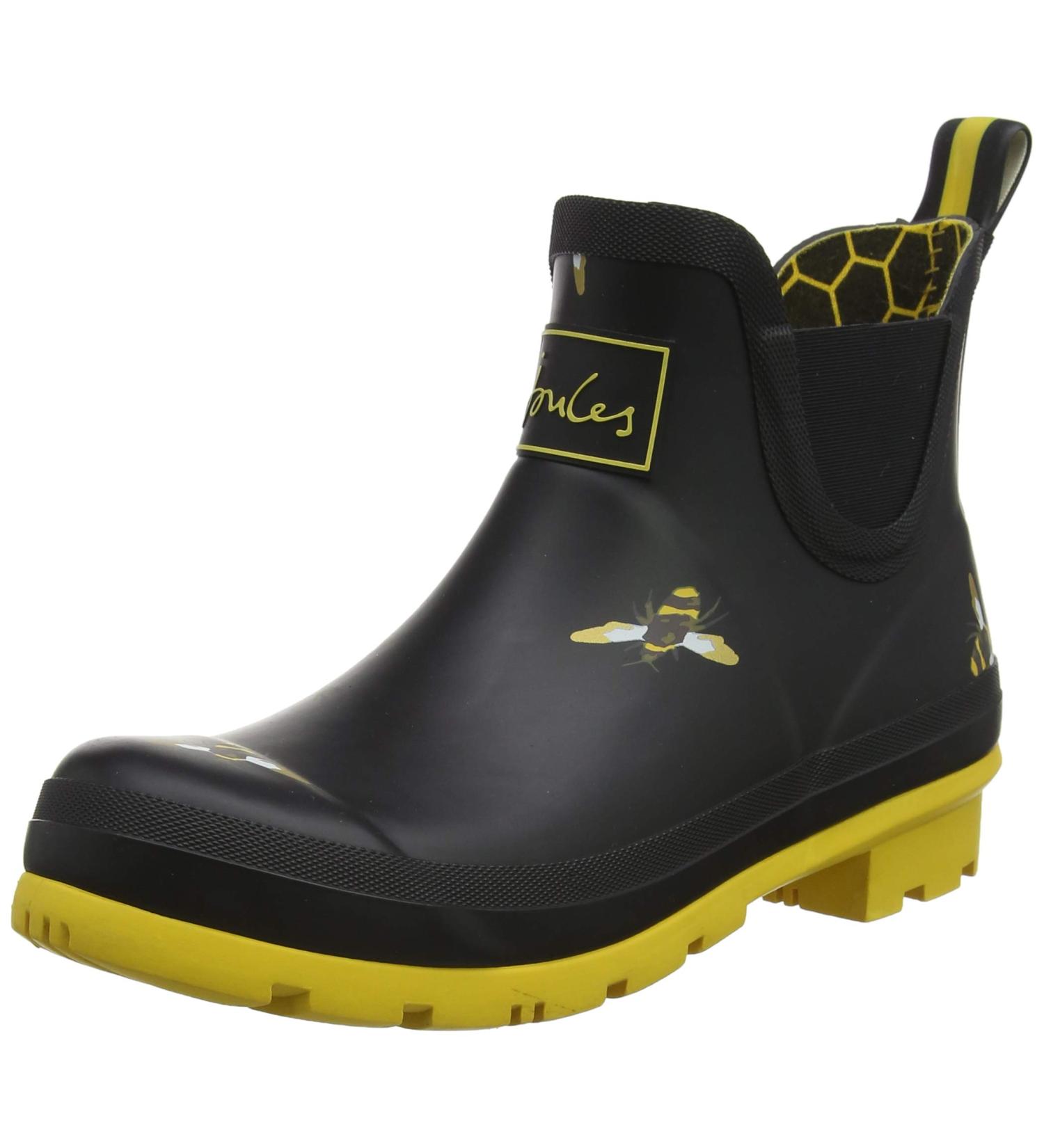 Joules Women's Wellibob Rain Boot 7 - Black Metallic Bees - Waterproof Fashion Boot - Buy Online on GoSupps.com