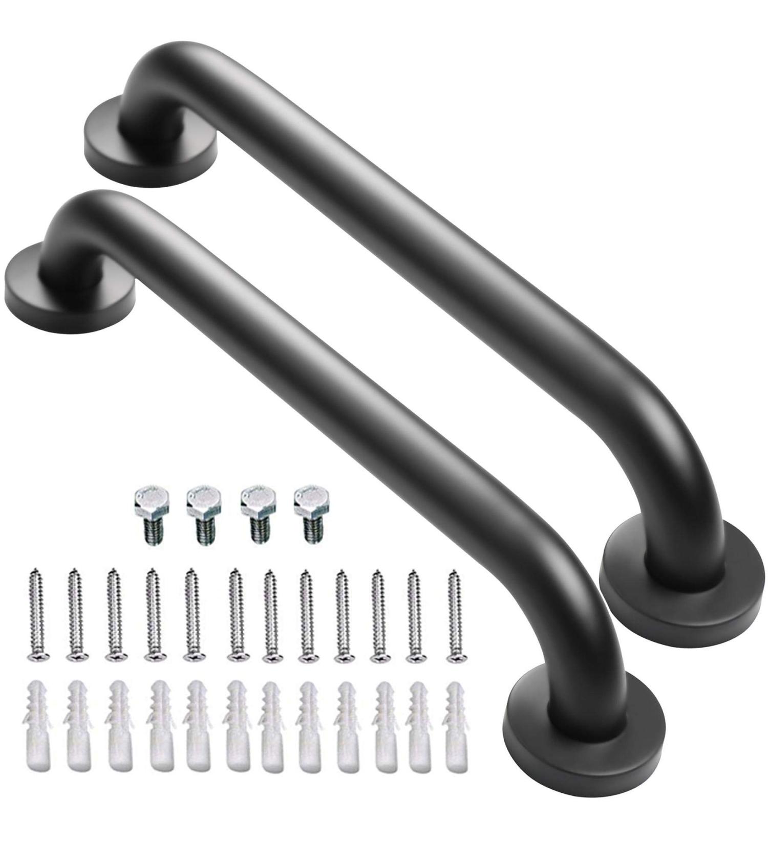 ZUEXT 16 Inch Matte Black Stainless Steel Shower Grab Bar - Pack of 2 | Bathroom Handicap Safety Rail Support for Elderly and Injured | 1.25 Diameter - Buy Online on GoSupps.com