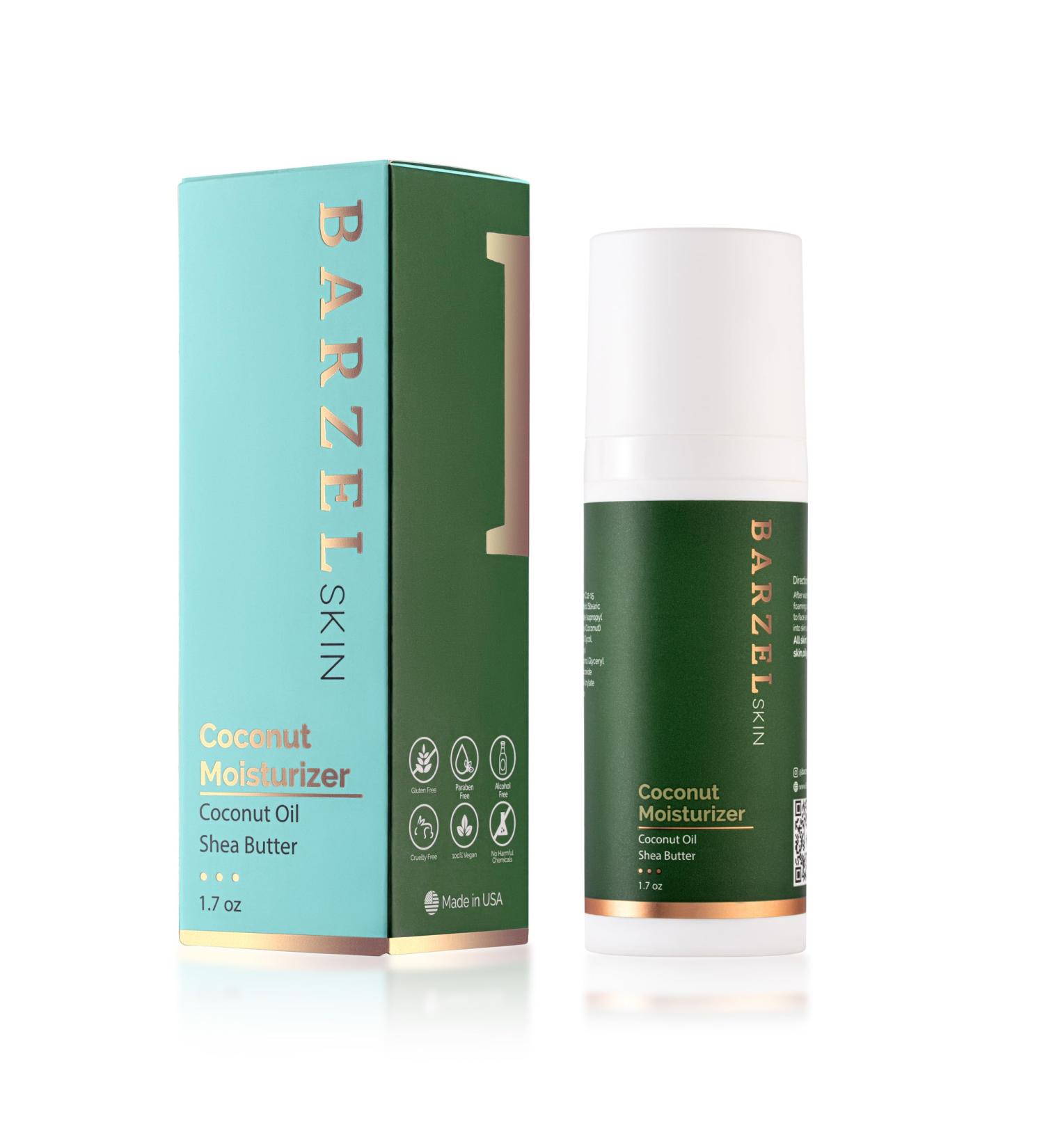 Barzel Coconut Face Moisturizer - Hydrating Coconut Oil & Shea Butter for All Skin Types - 1.7 FL Oz - Made in USA - International Shipping Available - Buy Online on GoSupps.com