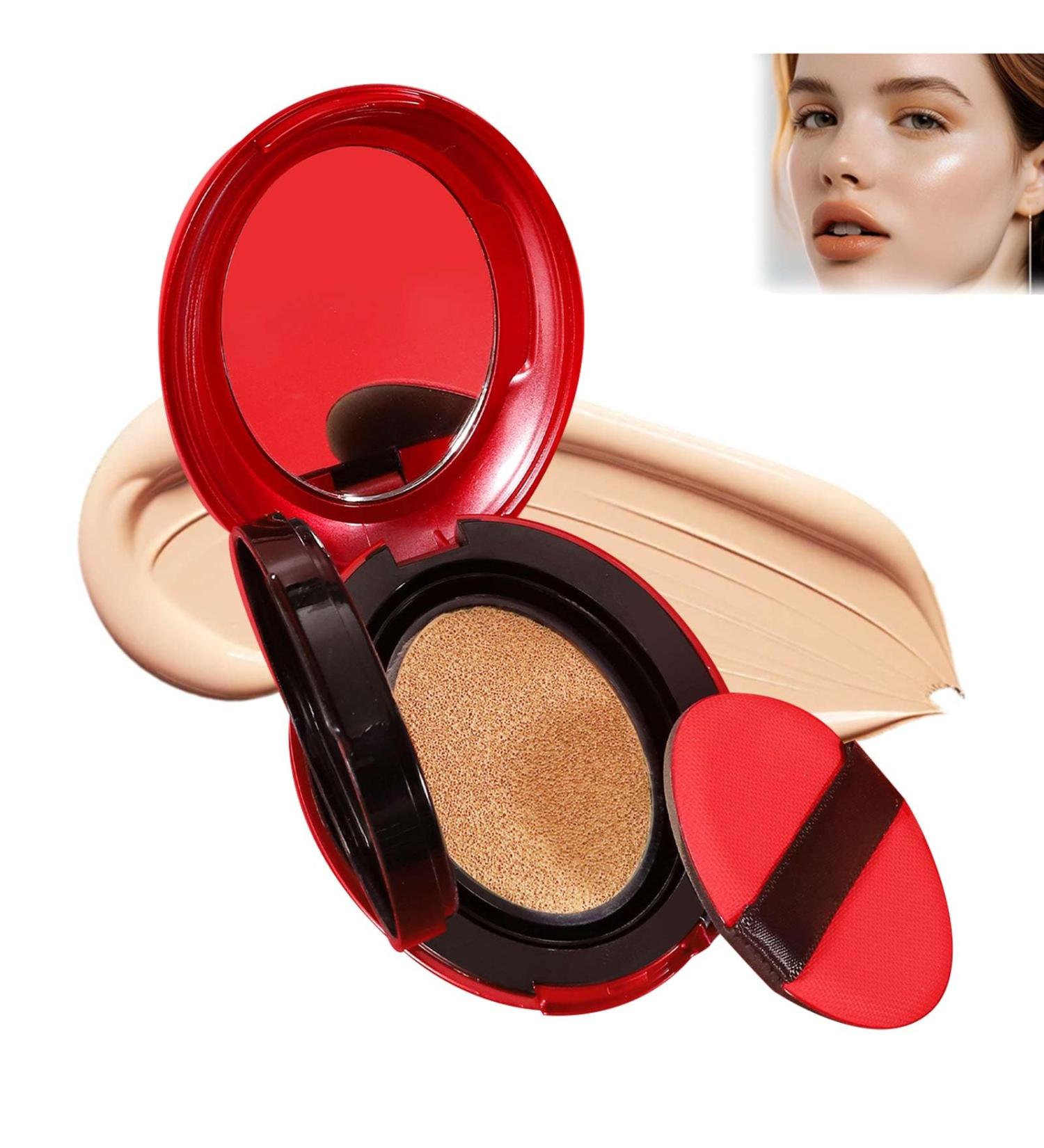 Red Cushion Foundation Waterproof Flawless Air Cushion Foundation Cushion Foundation Makeup For Glass Skin Long-Lasting Lightweight Buildable Coverage Easy Application (21n) - Buy Online on GoSupps.com