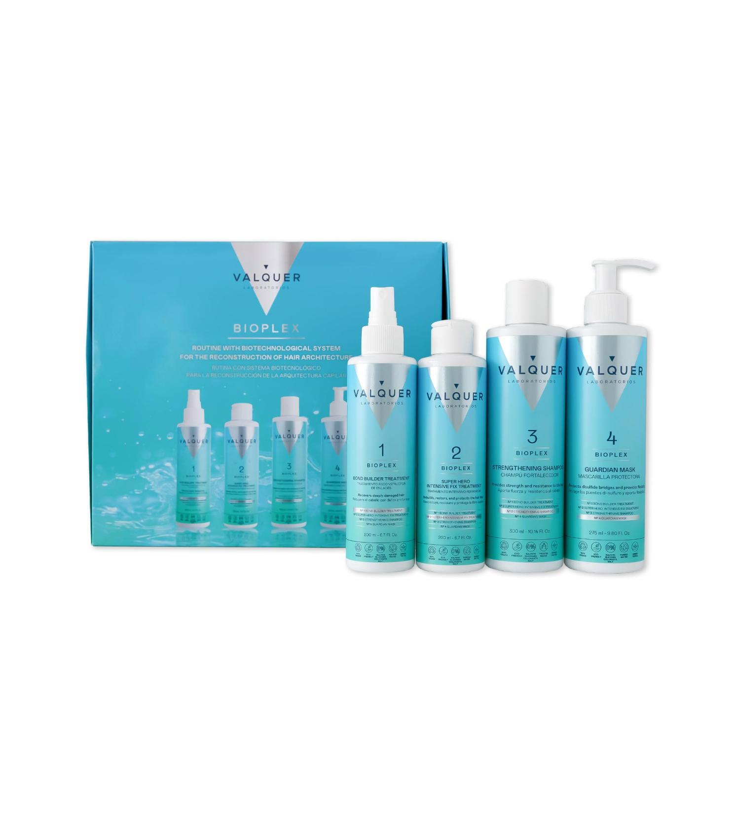 Valquer - Lot of 4 Bioplex products - Complete treatment - Hair reconstructor and protector - Deep repair of damaged hair - Vegan and sulfate-free - Buy Online on GoSupps.com
