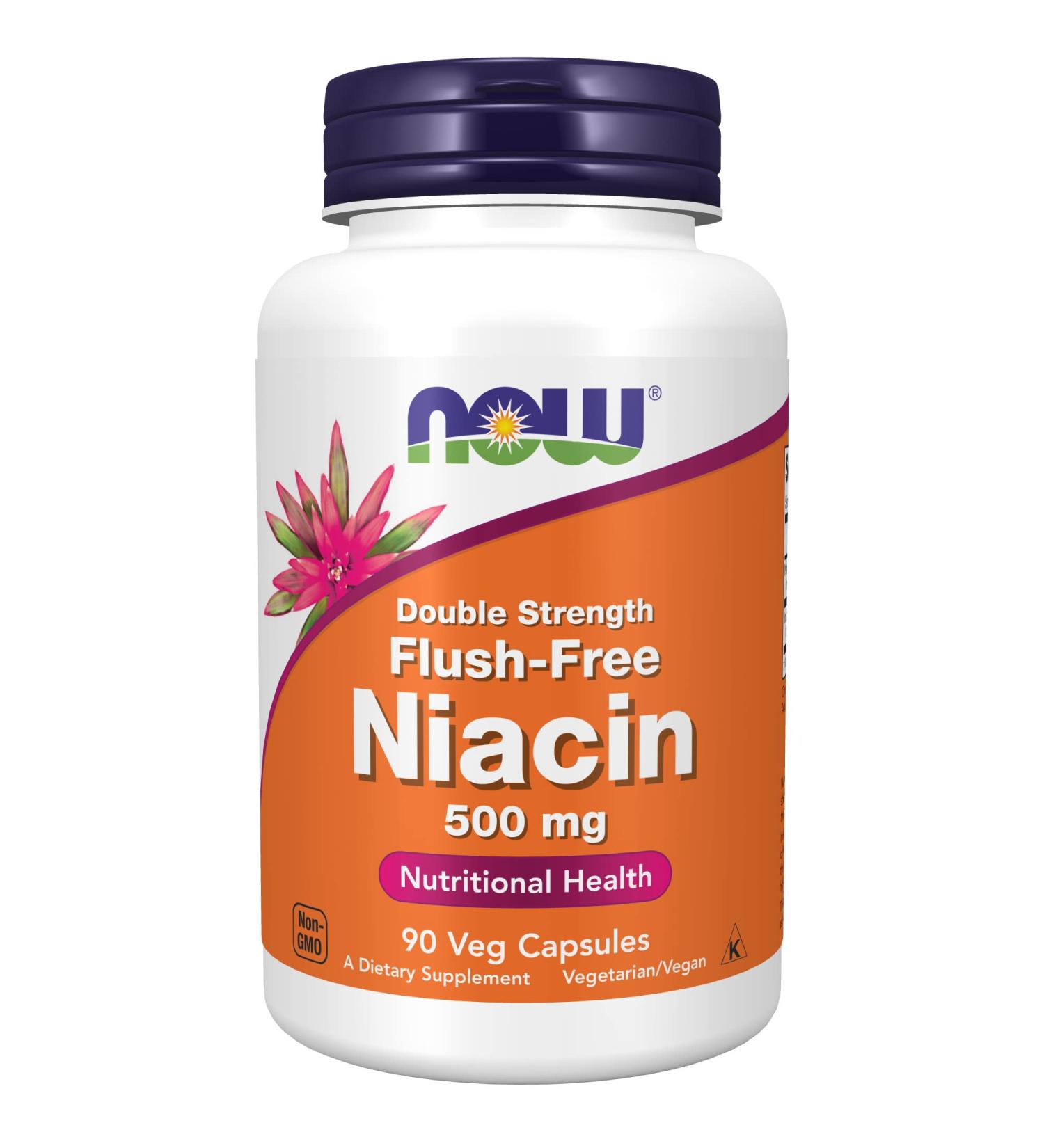 Now Foods Flush-Free Niacin 500mg - Double Strength 90 Veg Capsules | Optimize Health - Buy Online on GoSupps.com