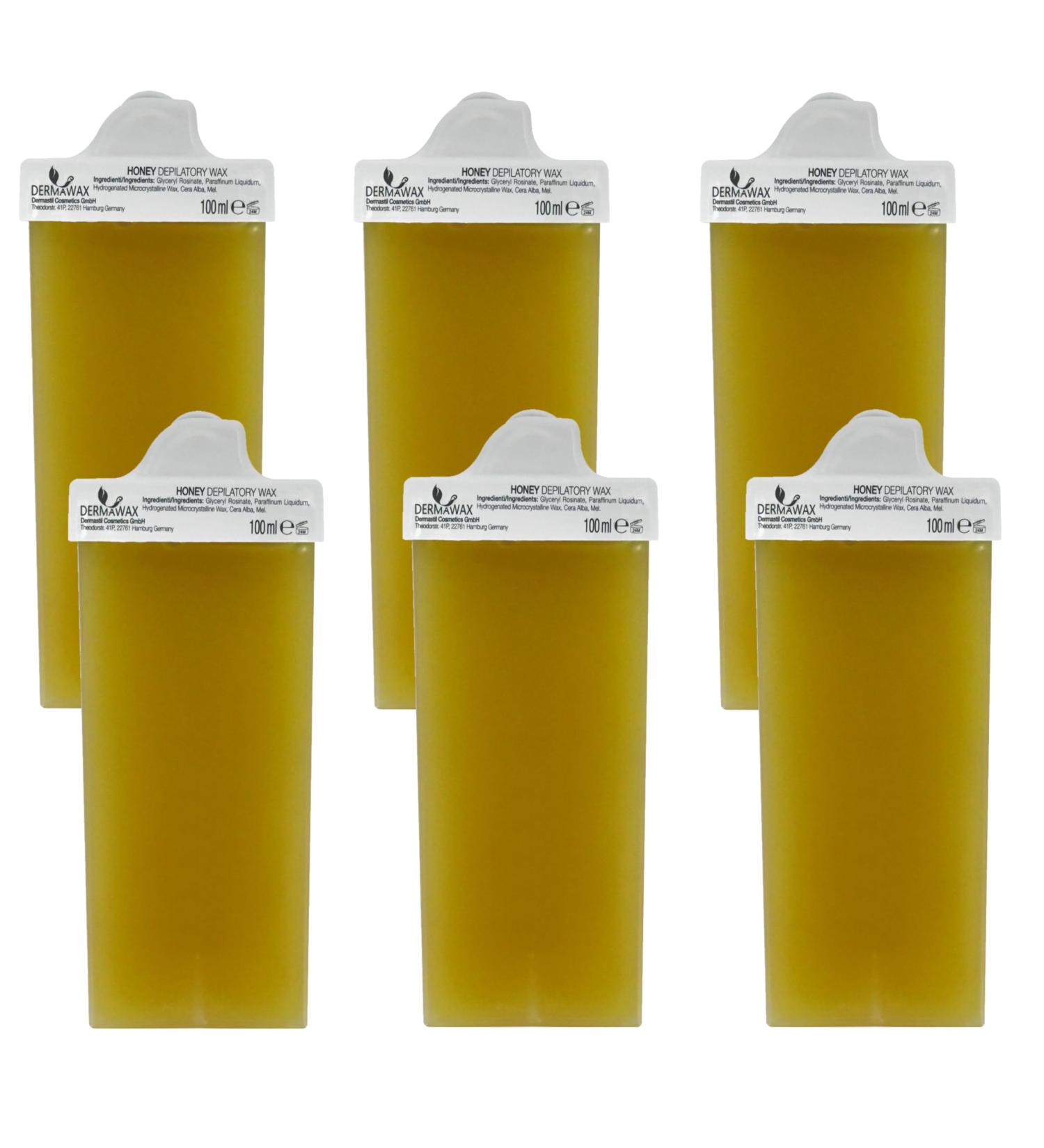 Dermawax Honey Roll-On Warm Wax Cartridges | 6x100ml for Hair Removal - Upper Lip & Eyebrow Waxing - Buy Online on GoSupps.com