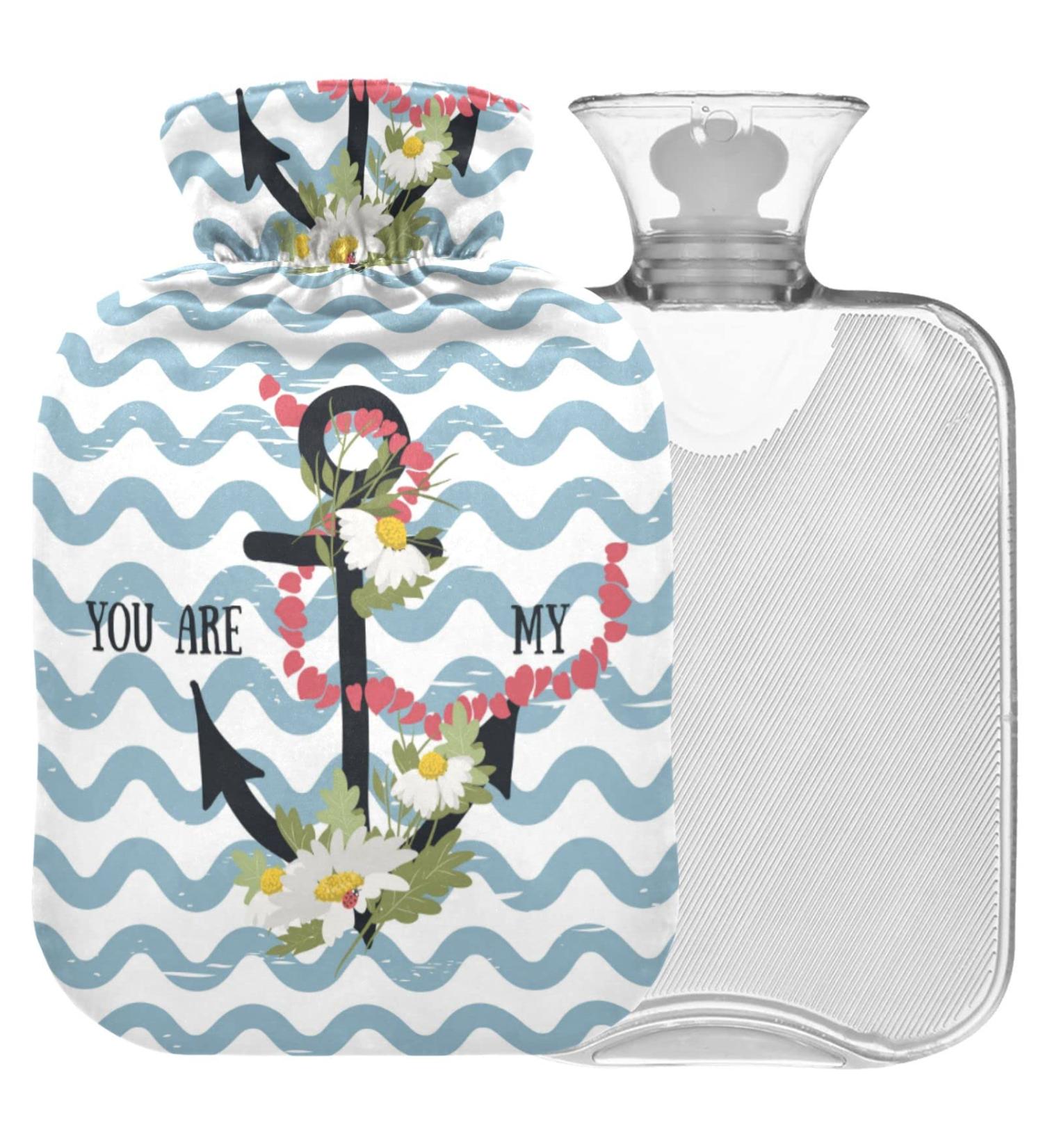 Naanle Ocean Wave Anchor Hot Water Bottle - 1L Transparent Heat Bottle for Bed Hand & Feet Warmer | Pain Relief & Cold Therapy - Buy Online on GoSupps.com