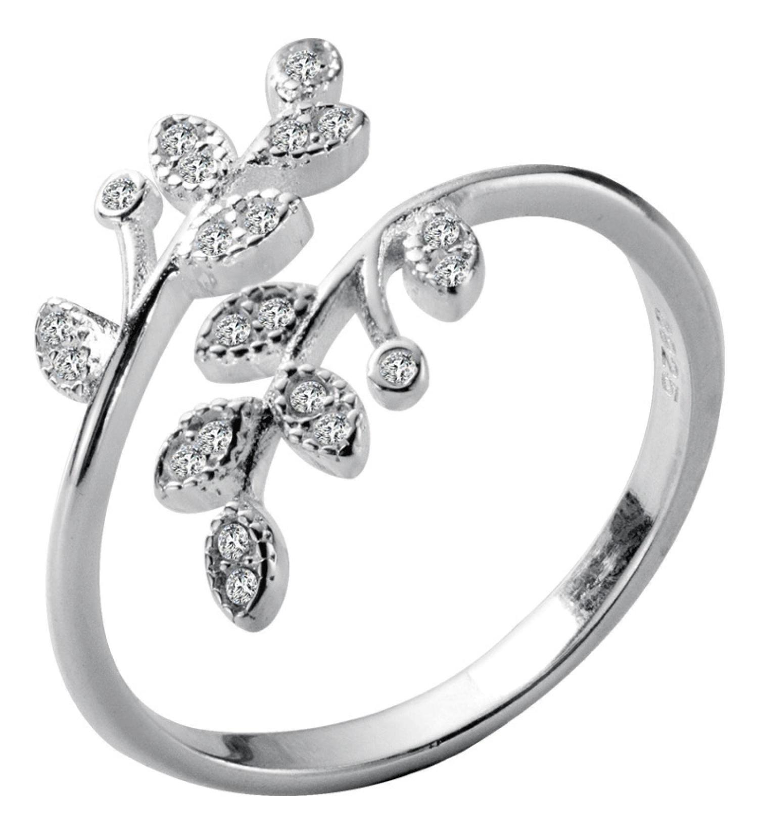 Sterling Silver Crystal Leaf Open Rings Engagement ringss for Men and Women - Buy Online on GoSupps.com