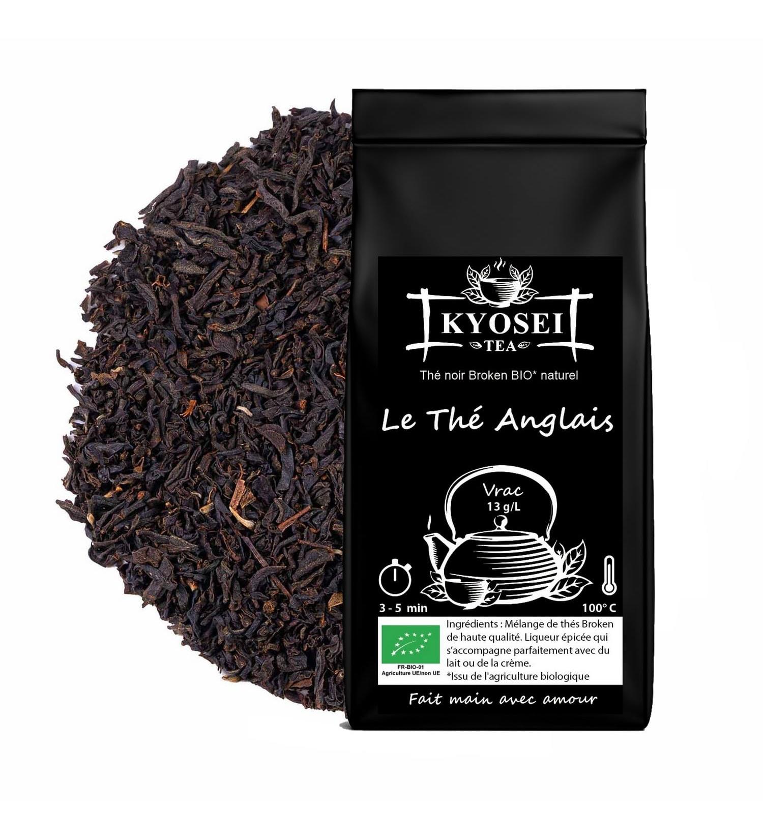 Kyosei Tea Th Noir Bio Premium "Th Anglais" Vrac 100g M lange de Th s Noirs Broken Infusion Cors e et quilibr e
