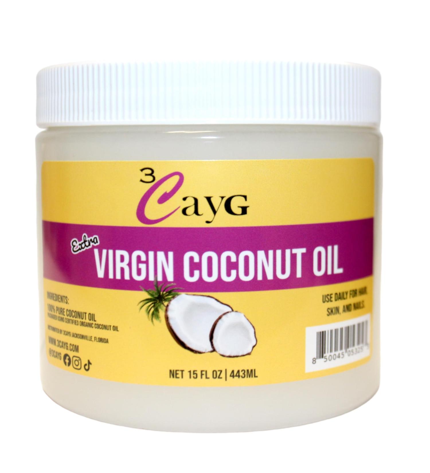 Buy 3CayG 15oz Extra Virgin Coconut Oil for Soft Skin Hair Growth & Nail Care | Best Organic Coconut Oil Online - Buy Online on GoSupps.com