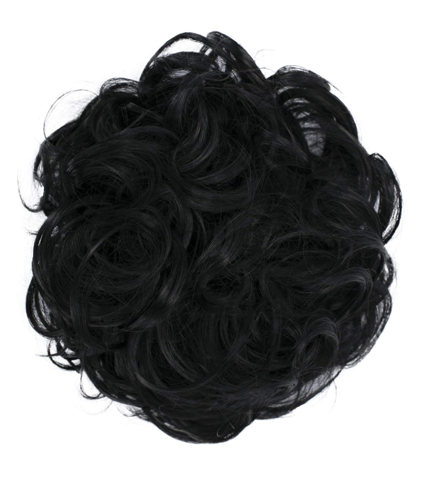 CAISHA by PRETTYSHOP Large Hairpiece Scrunchy Instant Updo Curly Messy Bun Black #1 - G1E - Buy Online on GoSupps.com