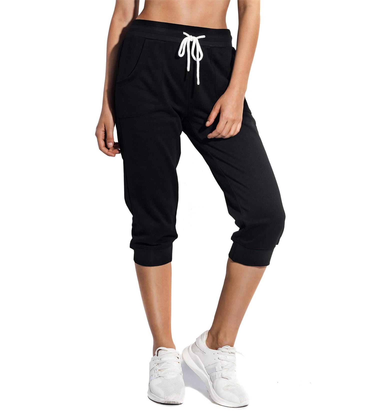 SPECIALMAGIC Women's Black Capri Jogger Pants | Loose Fit Drawstring Waist | Side Pockets | X-Large - Buy Online on GoSupps.com
