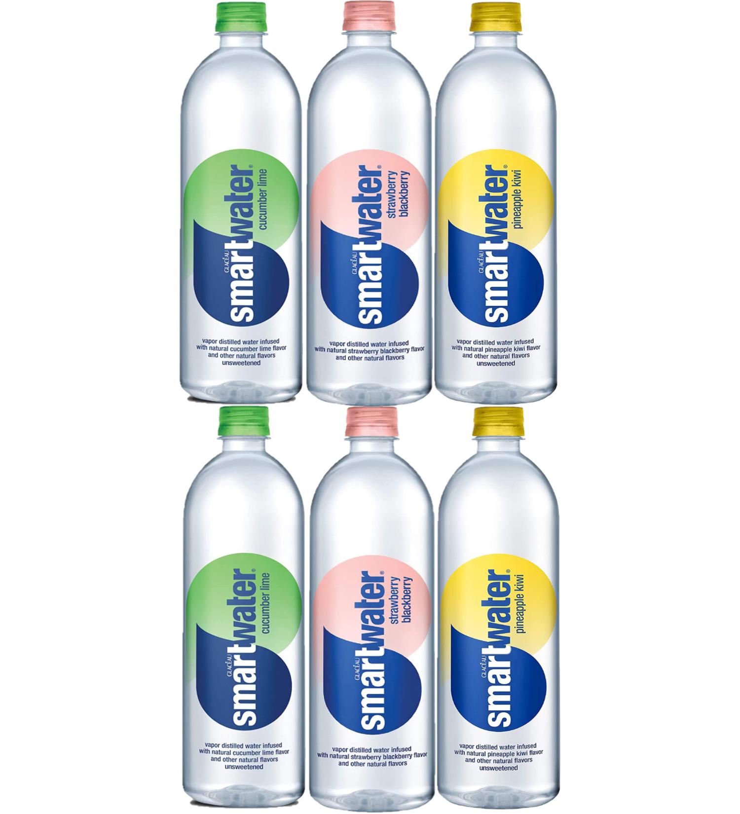 Smartwater 700mL Tasters Edition Variety Pack - Cucumber Lime Strawberry Blackberry Pineapple Kiwi - 6 Pack - Buy Online on GoSupps.com
