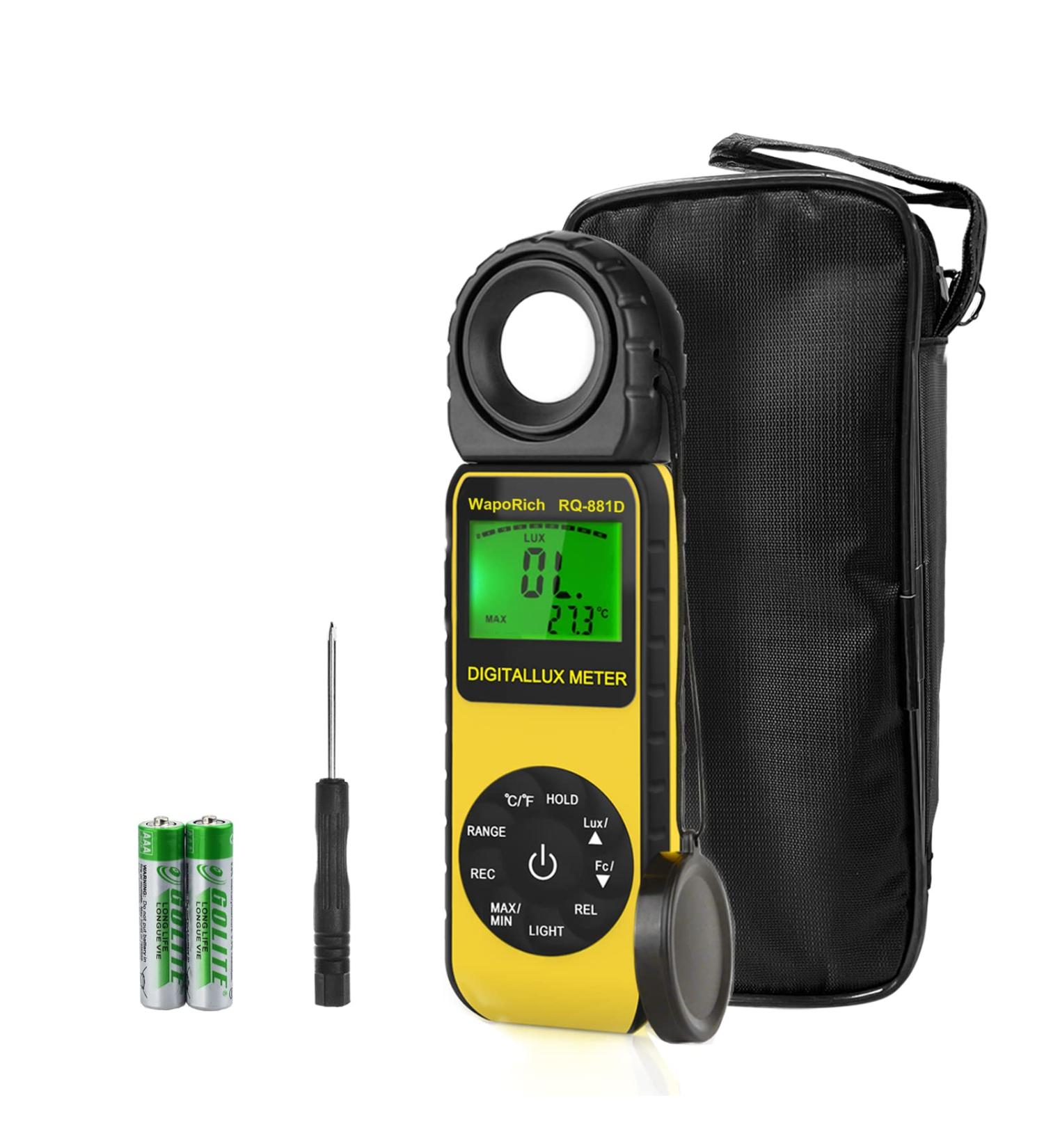 Handheld Light Meter with 1-400,000 Lux/FC Range and 270 Rotatable Detector - Ideal for Industrial, Household, Plants, Photography - Calibration Certificate Included - RQ-881D - Buy Online on GoSupps.com