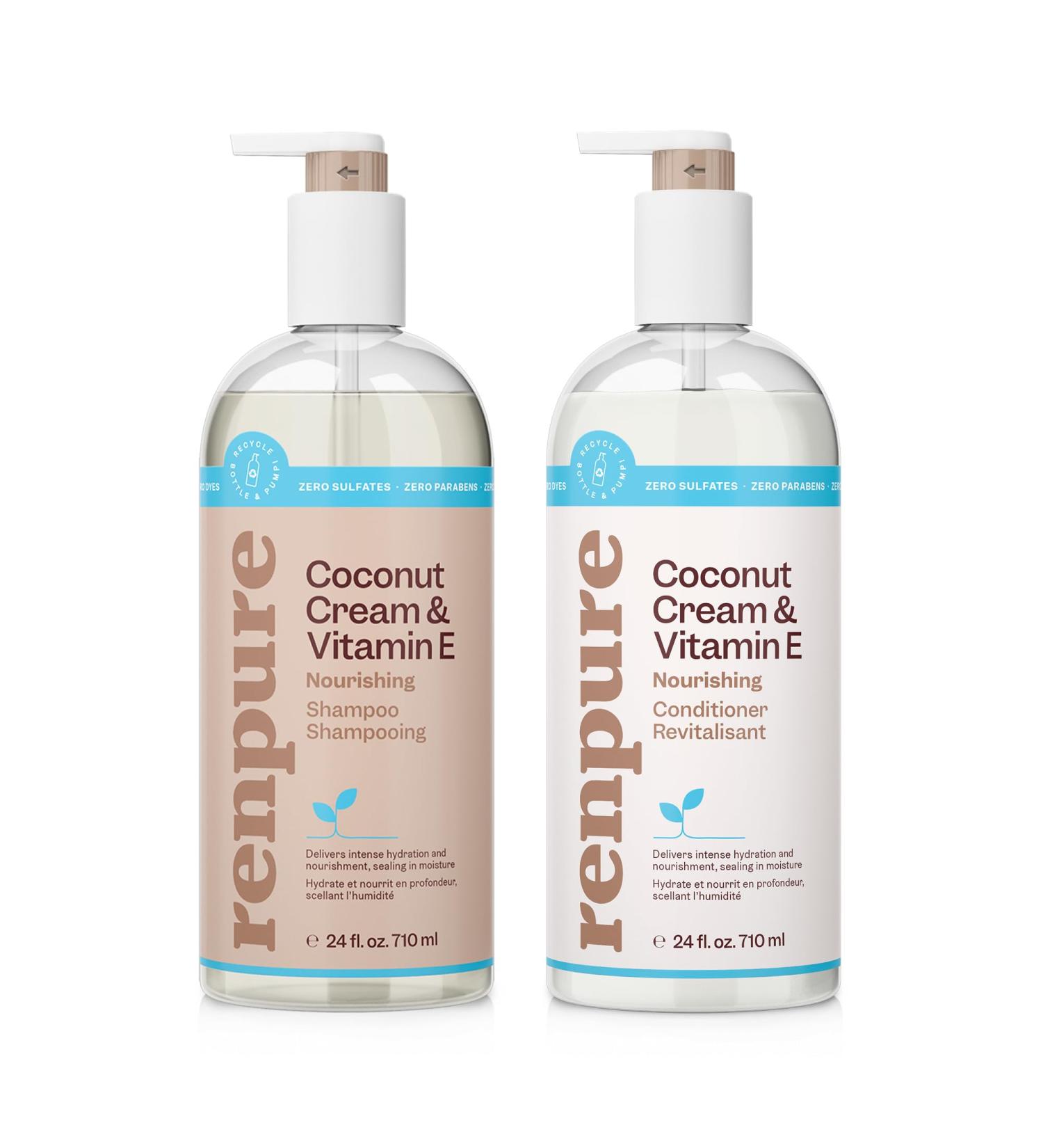 Renpure Coconut Cream & Vitamin E Nourishing Shampoo & Conditioner Set - 24oz | Best International Shipping - Buy Online on GoSupps.com