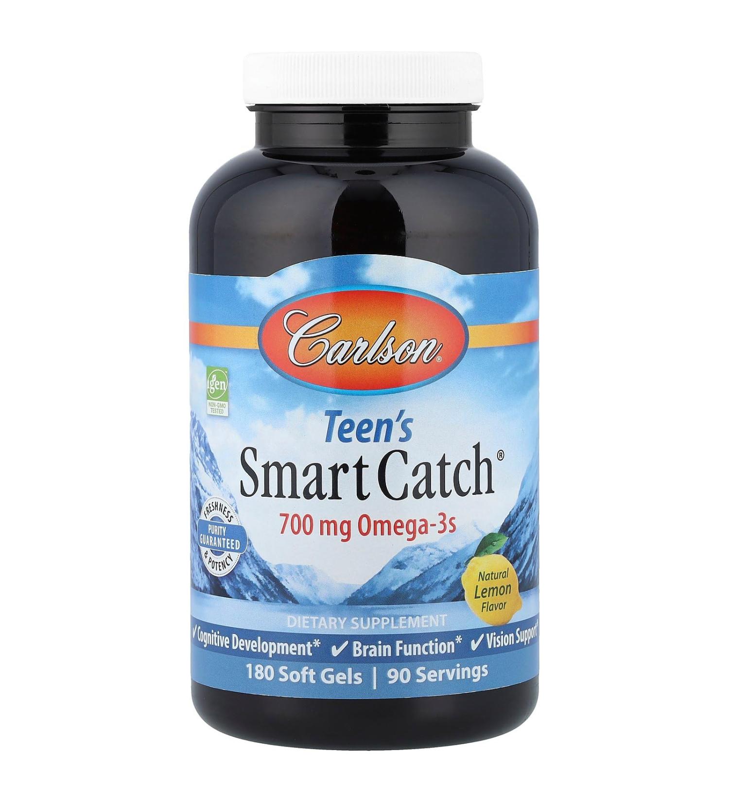 Carlson Teen's Smart Catch Natural Lemon 180 Soft Gels
