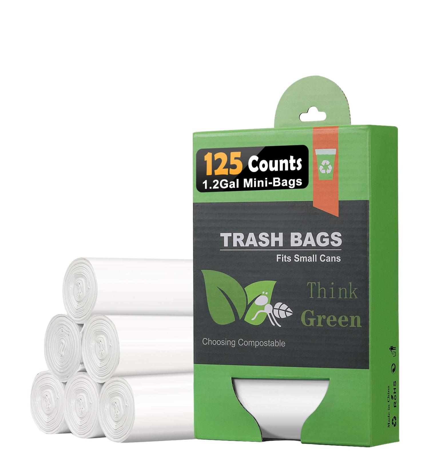 1.2 Gallon Compostable Trash Bags - Small Strong Garbage Bags for Bathroom, Office, Kitchen - Fits 4.5-5 Liter Cans - White Compost Bags - Buy Online on GoSupps.com