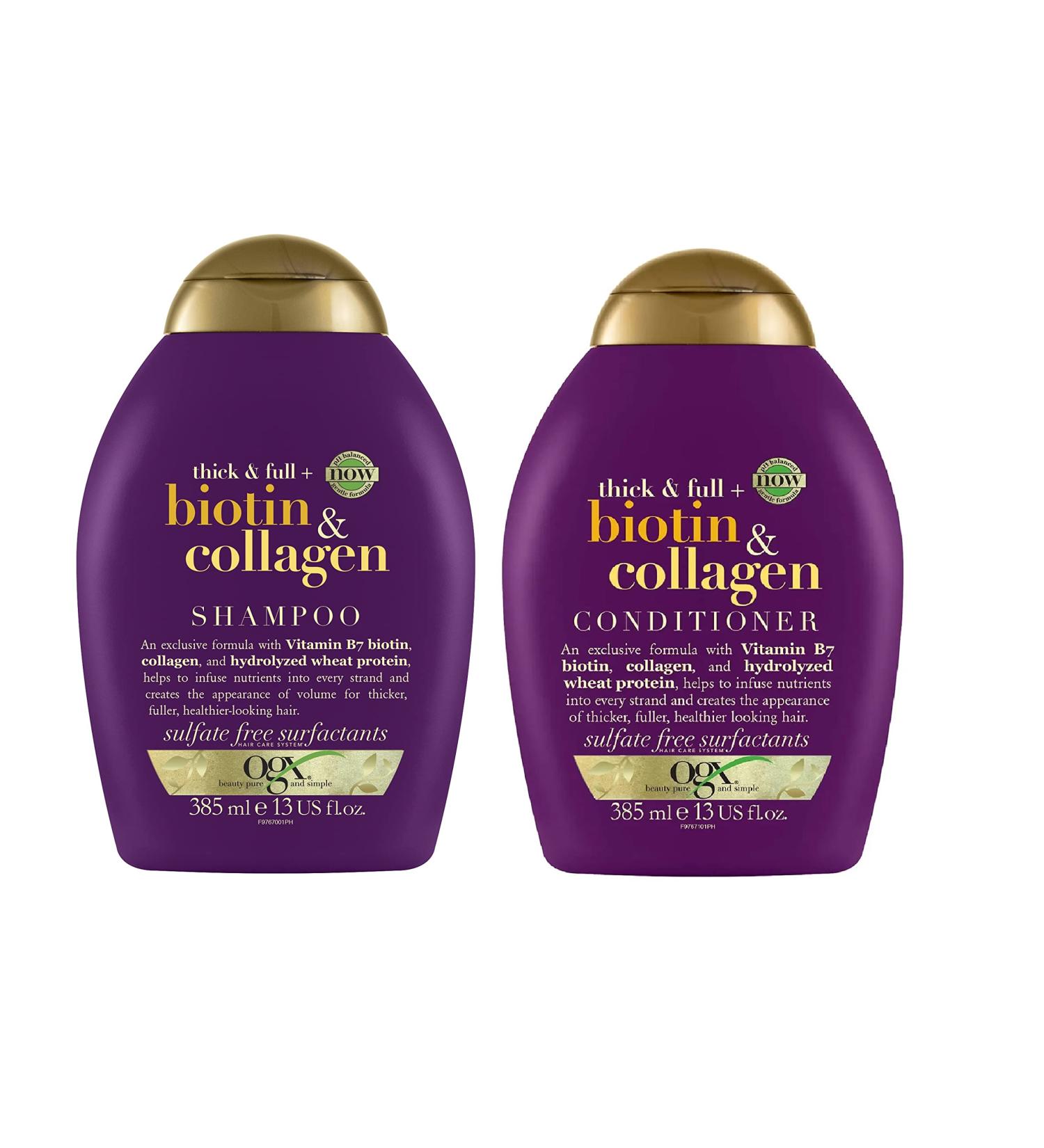 OGX Thick & Full Biotin & Collagen Shampoo & Conditioner Set 13 Fl Oz (Pack of 2) - Purple - Buy Online on GoSupps.com