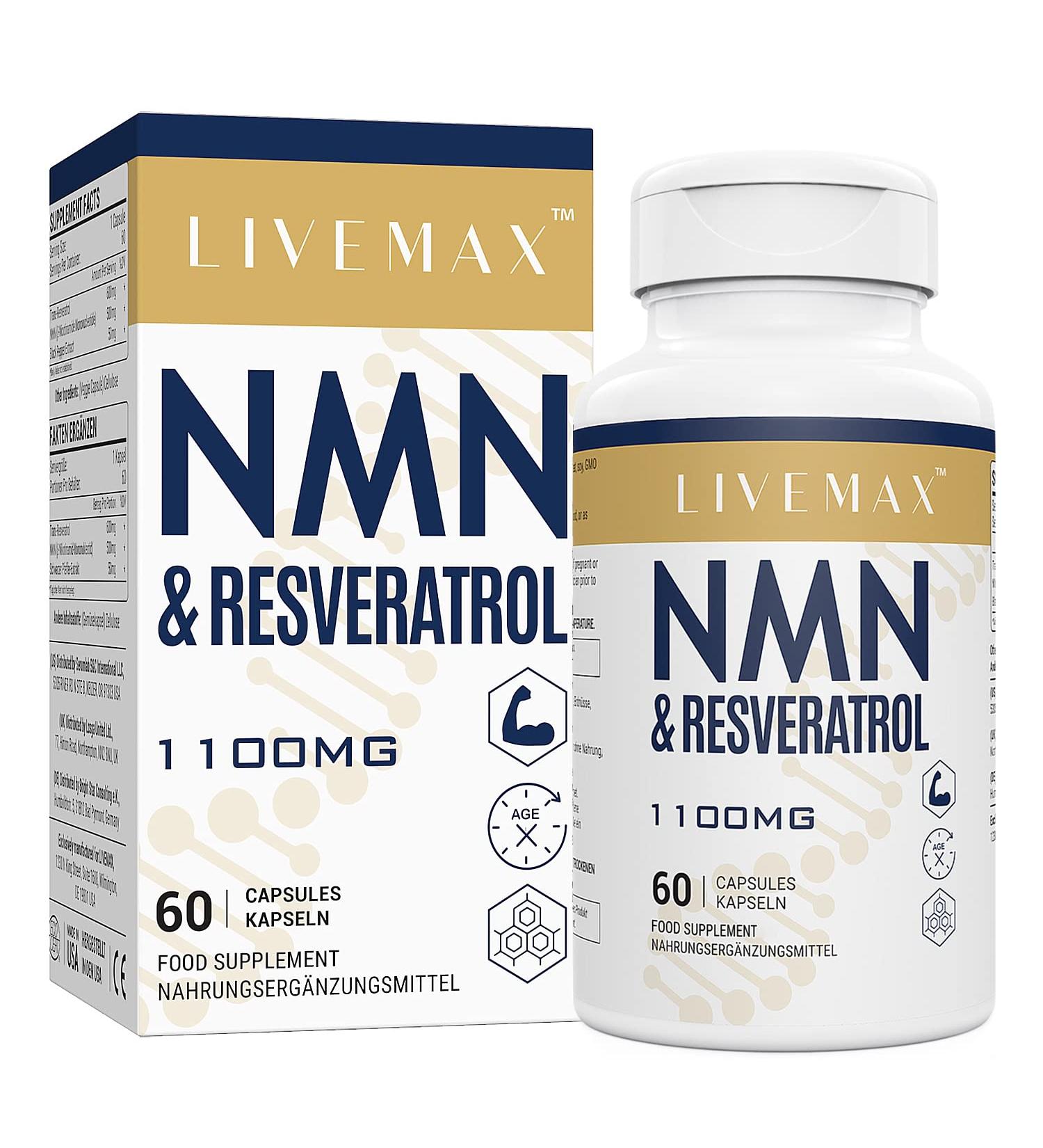 NAD+ & Trans-Resveratrol Complex 1100mg | Anti-Aging Antioxidant Supplement | Enhanced with Black Pepper Extract for Superior Absorption (60 Capsules) 60 count (Pack of 1) - Buy Online on GoSupps.com