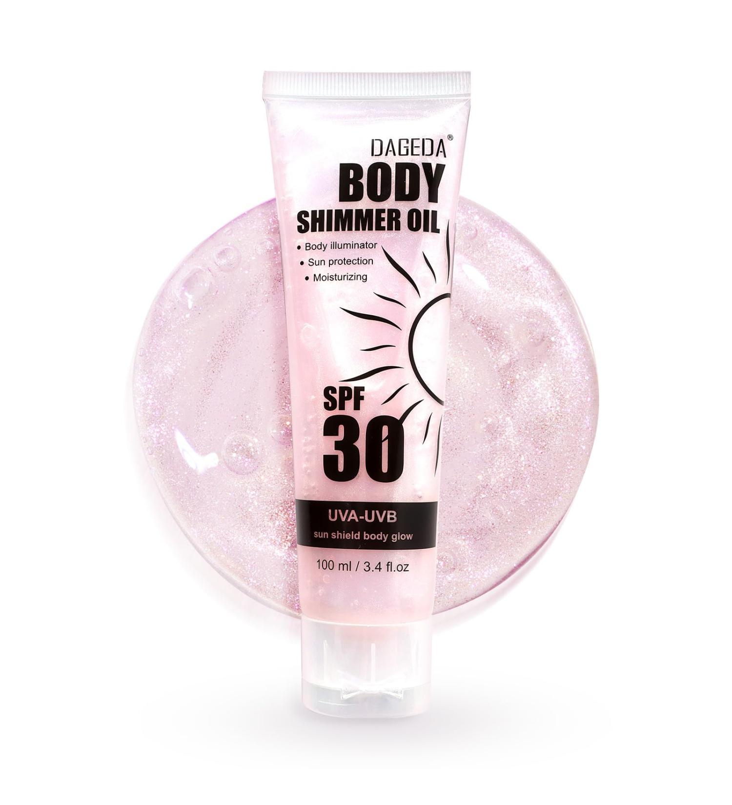  Prreal Sunscreen Shimmering Body Oil SPF 30 100 ml glitter sunscreen with Centella Asiatica extract light Sun Shield Shimmer Non-sticky moisturizing oil pink - Buy Online on GoSupps.com