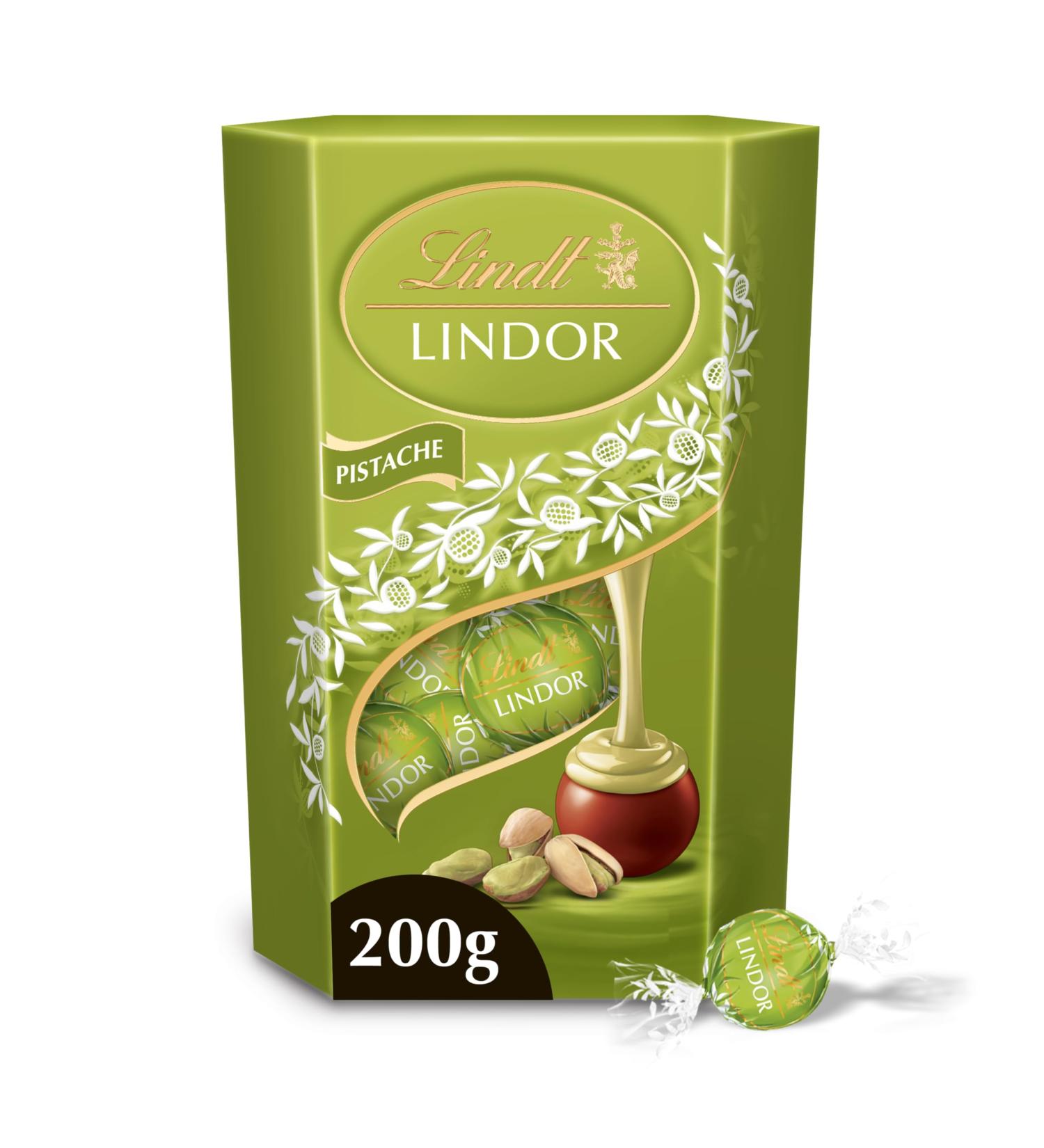 Lindt - Cornet LINDOR - Chocolat la pistache - C ur Fondant 200g 11 cm x 15.7 cm - Buy Online on GoSupps.com