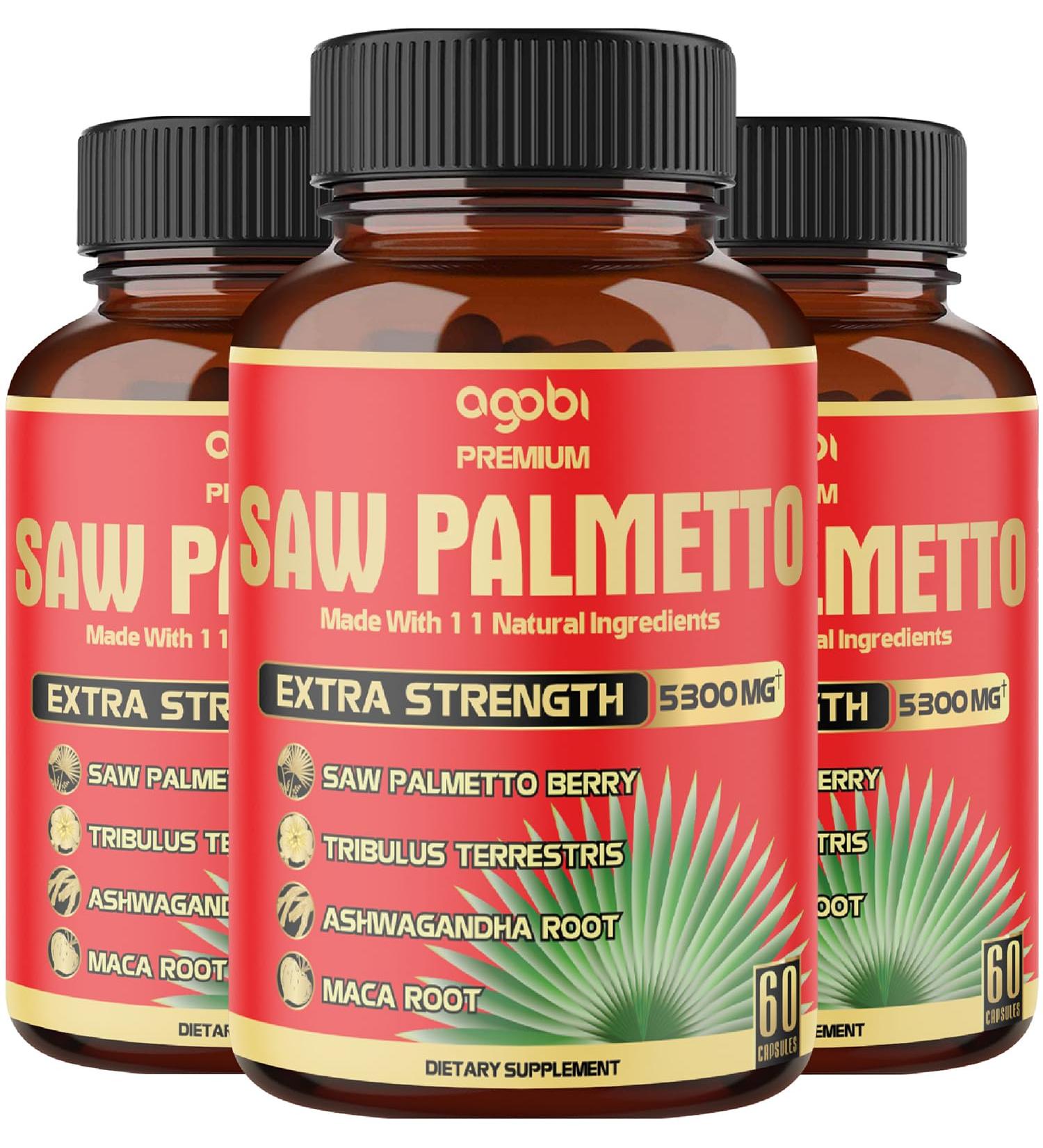 3 Pack - 180 Capsules - Saw Palmetto Capsules 5300mg - Prostate, Skin & Immune Support - Buy Online on GoSupps.com