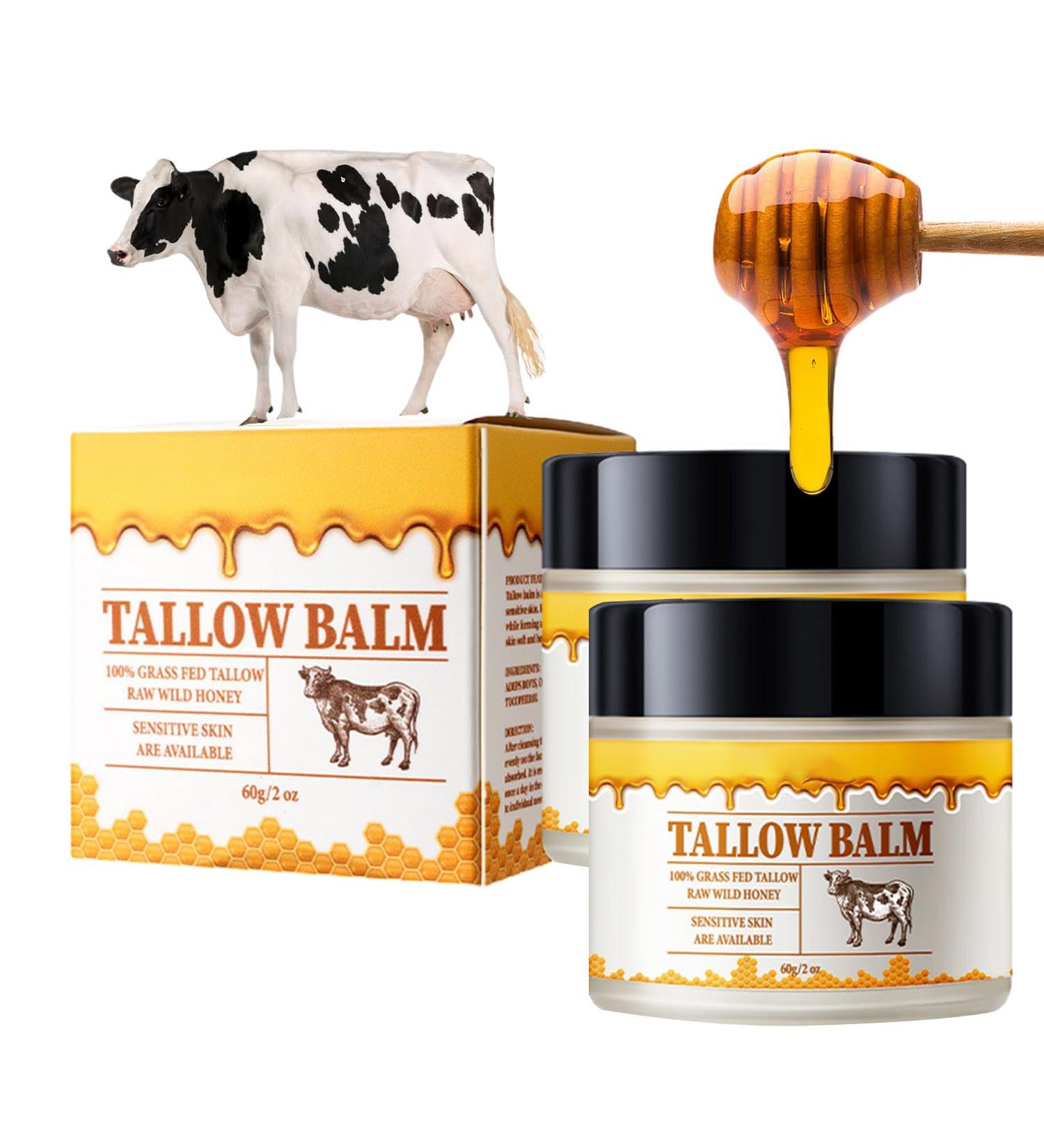 Buy Grass Fed Organic Tallow & Honey Balm - All-Purpose Natural Skin Care Moisturizer (2pcs - Buy Online on GoSupps.com