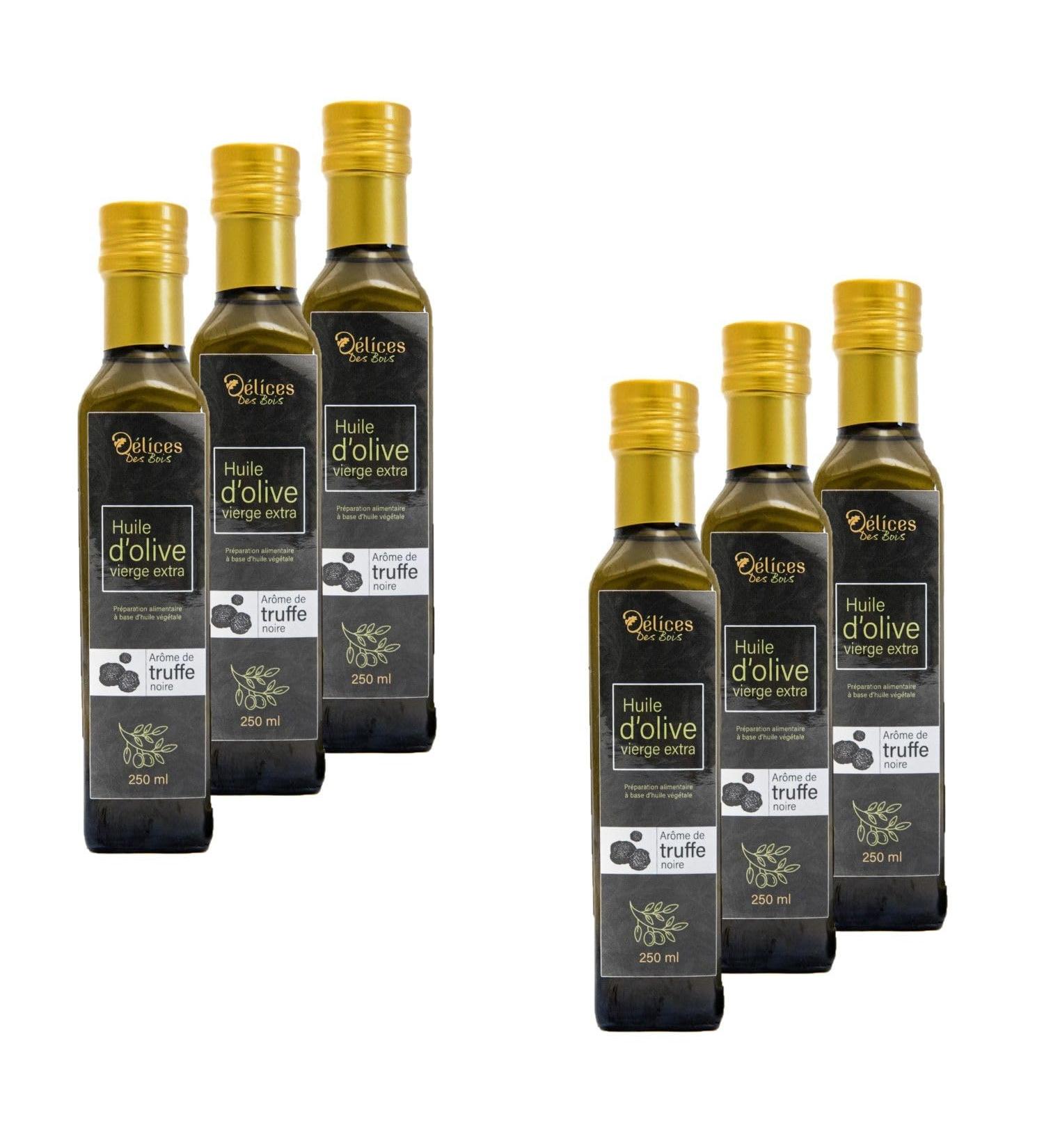  D lices Des Bois Pack of 6 x Olive Oil with Black Truffle Flavor - 250ml Bottle - Buy Online on GoSupps.com
