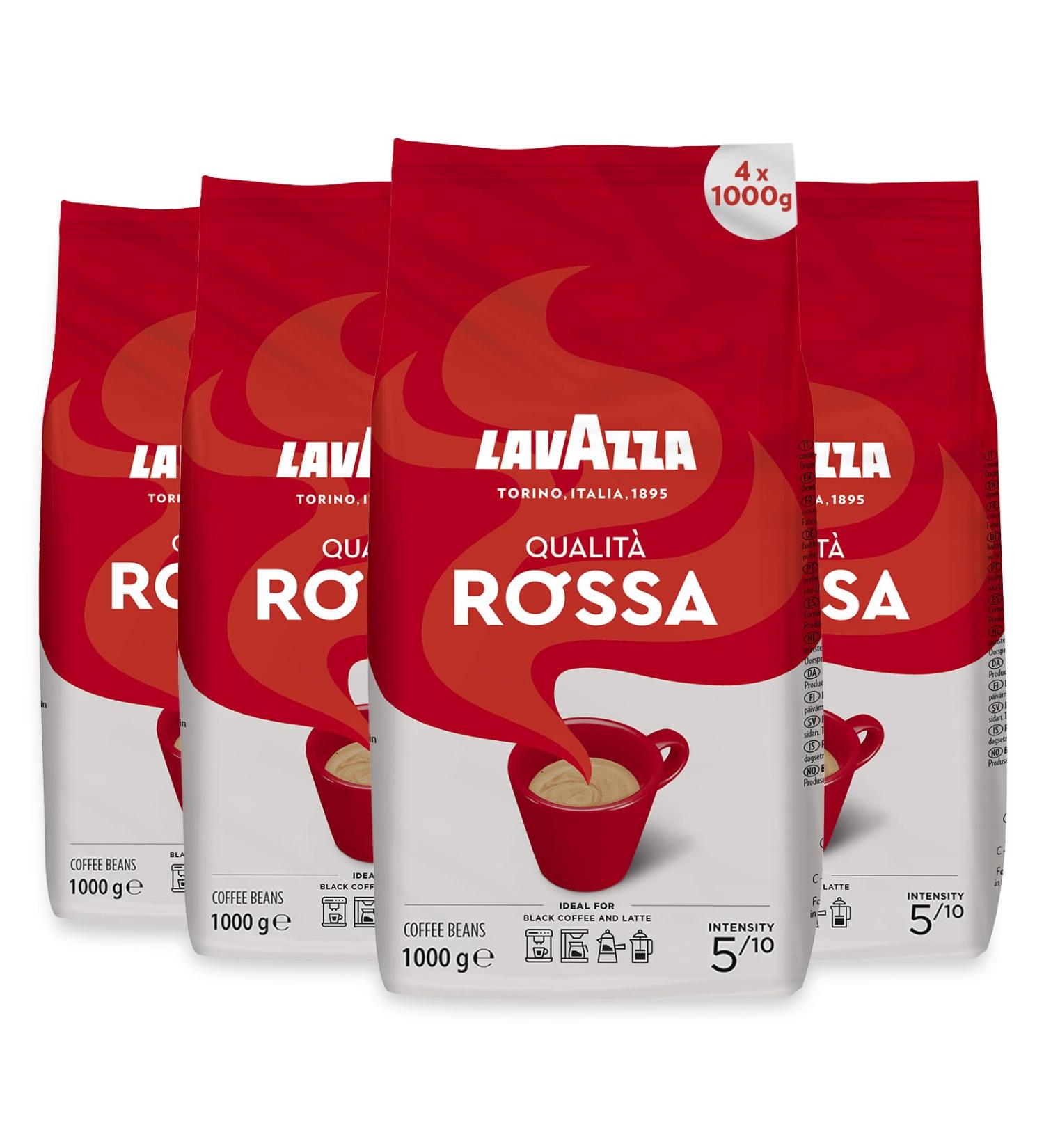 Lavazza Qualit Rossa Lot of 4 packets of 1 kg of coffee in grains - Buy Online on GoSupps.com
