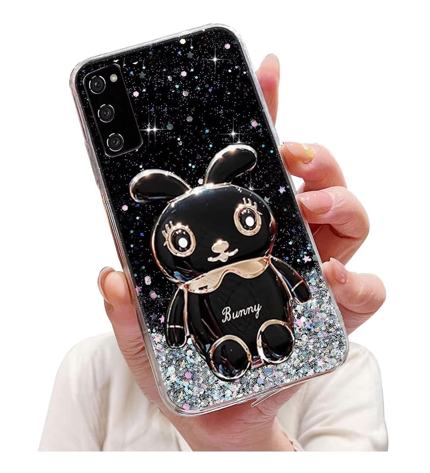 Buy Tivenfezk Nadoli Soft Silicone Glitter Rabbit Stand Case for Samsung Galaxy S20 - Transparent Protective Cover - Buy Online on GoSupps.com