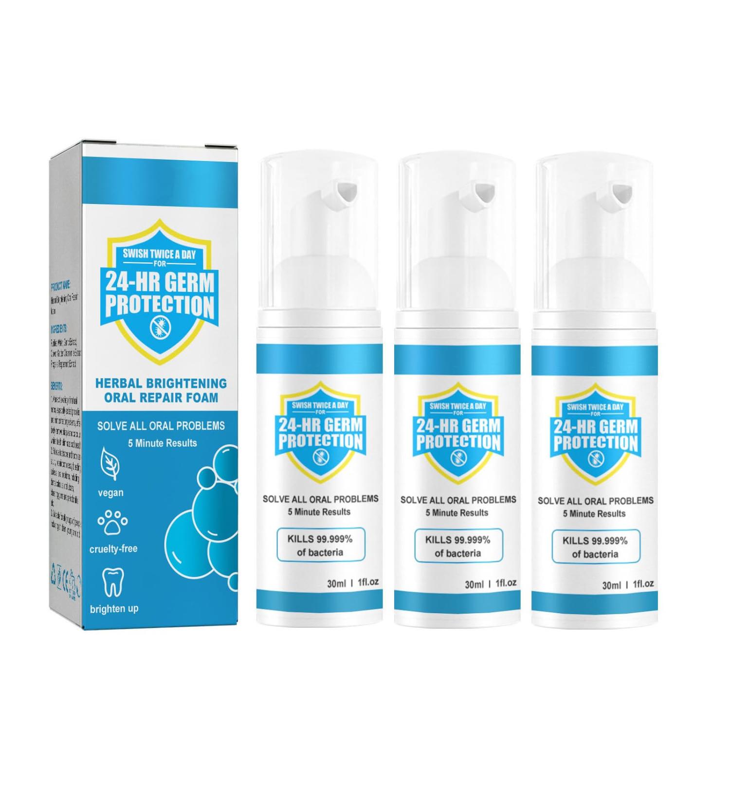 Furzero Herbal Brightening Oral Repair Foam - Whitening Mousse Toothpaste for Teeth Whitening (3PCs) | Boost Your Smile - Buy Online on GoSupps.com