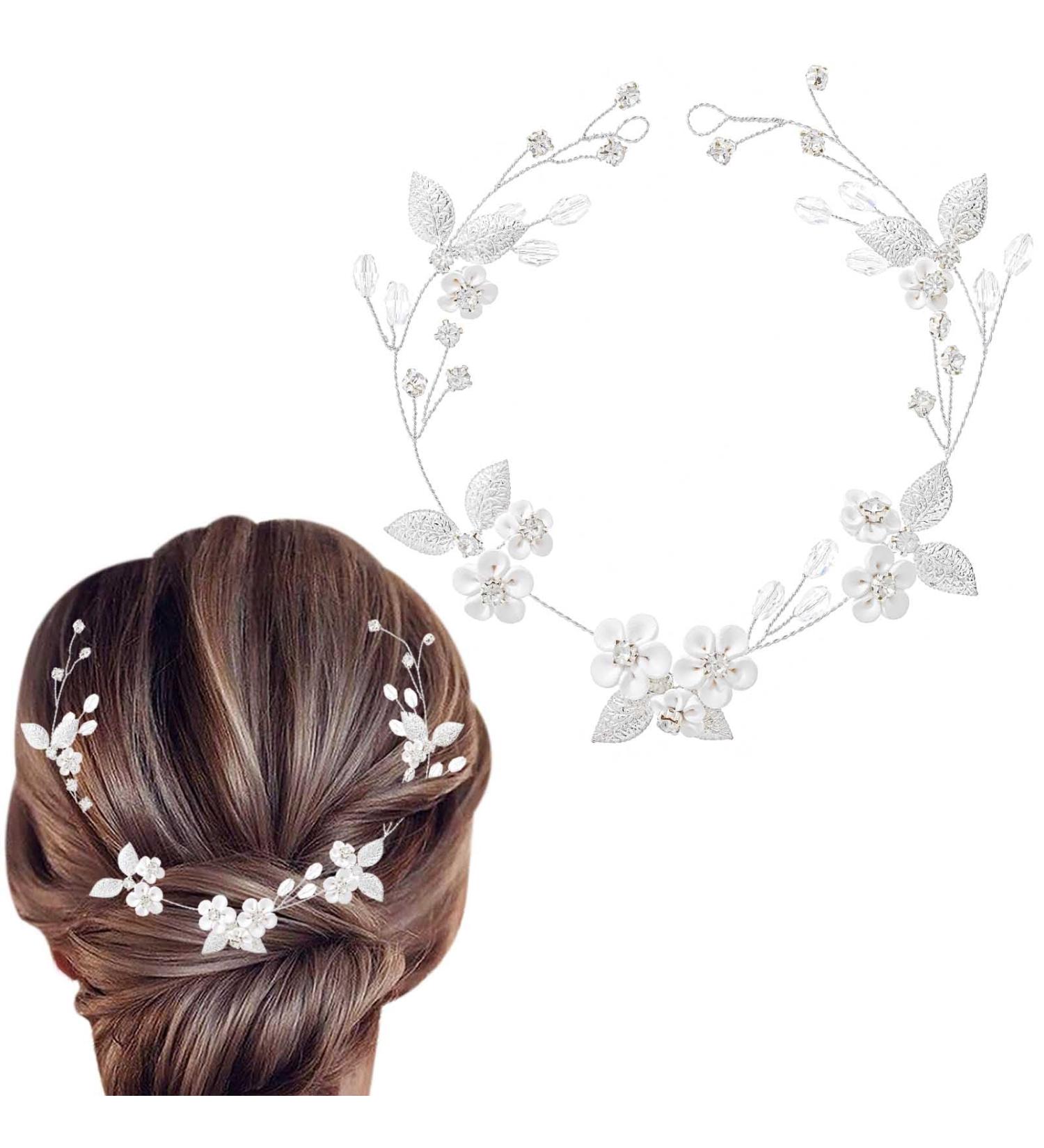 Fairvir Bridal Jewelry: Elegant Silver Hair Accessories for Brides & Girls - Gold Leaf & Crystal Headdress - Buy Online on GoSupps.com
