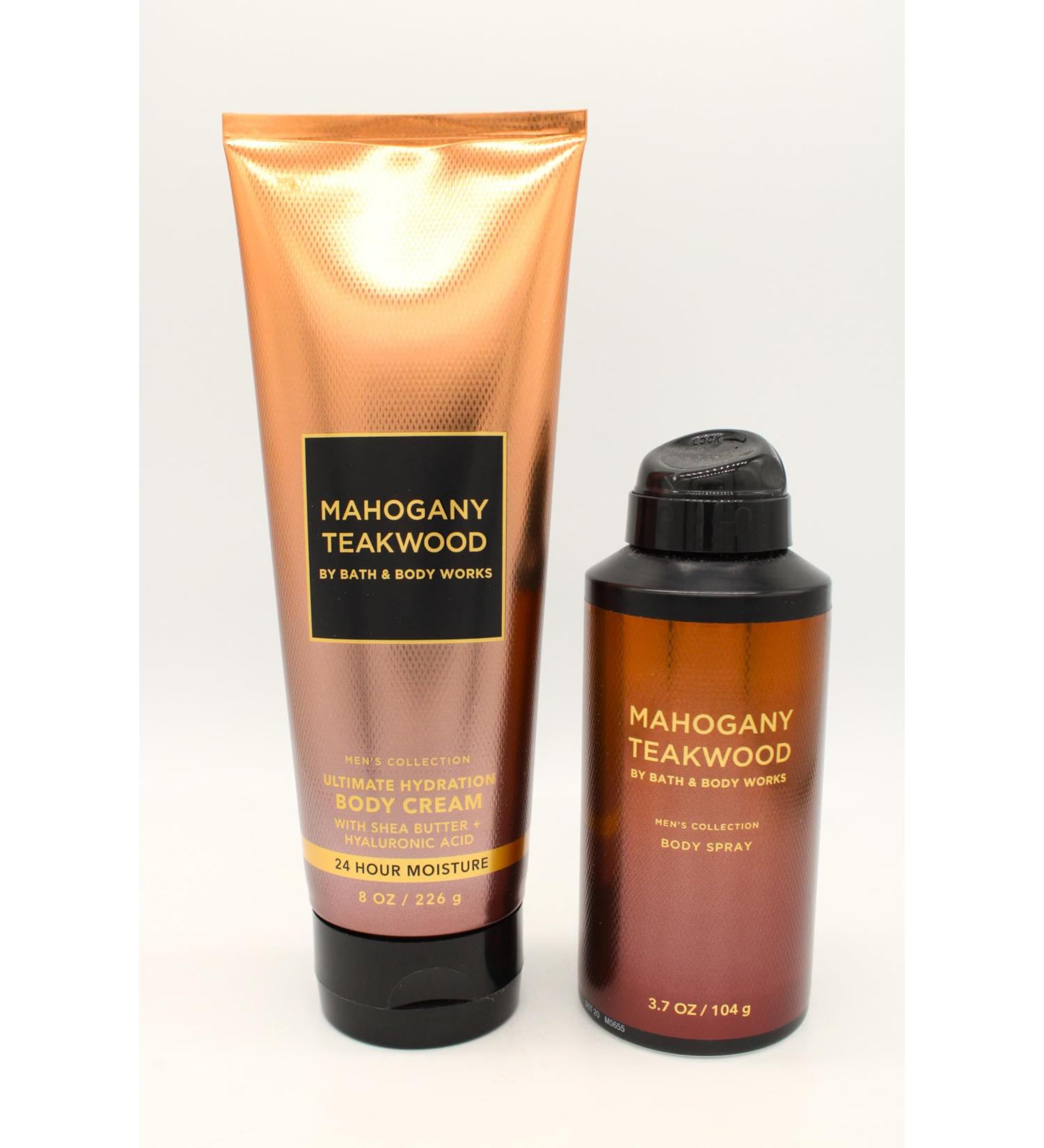 Mahogany Teakwood Bath and Body Bundle Set of Body Cream and Body Spray