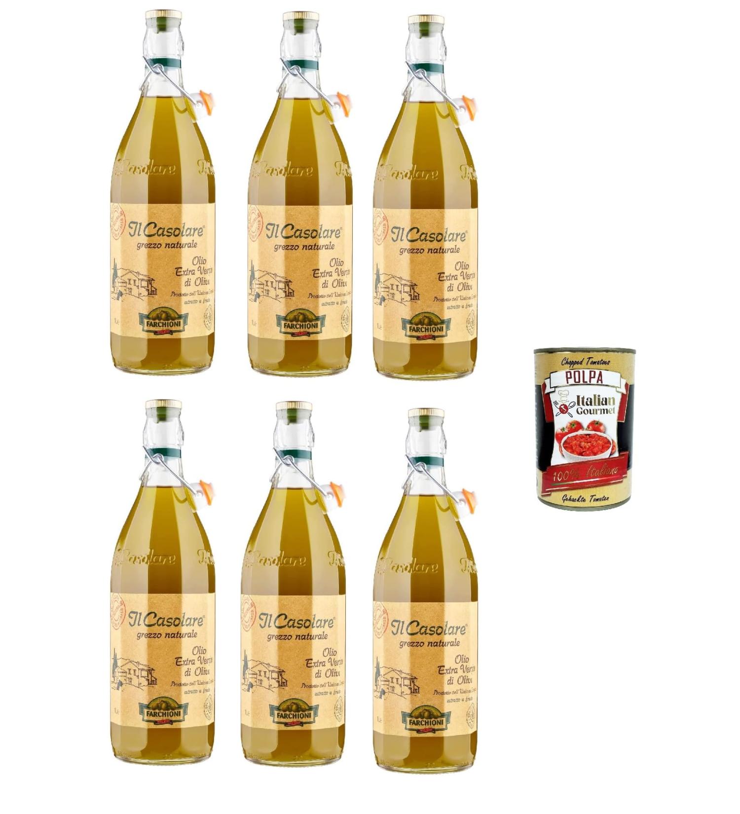 Farchioni Casolare Extra Virgin Olive Oil 1 Litre 100% Virgin Olive Olives + Italian Gourmet Pulp 400 g - Buy Online on GoSupps.com