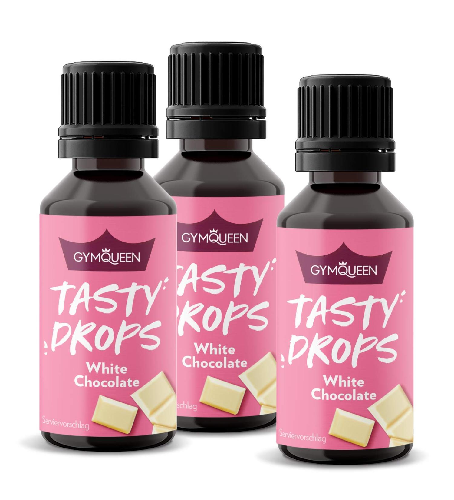 Buy GymQueen Tasty Drops - White Chocolate Flavor 3x30ml | Calorie-Free Flavor Drops for Healthier Desserts - Buy Online on GoSupps.com