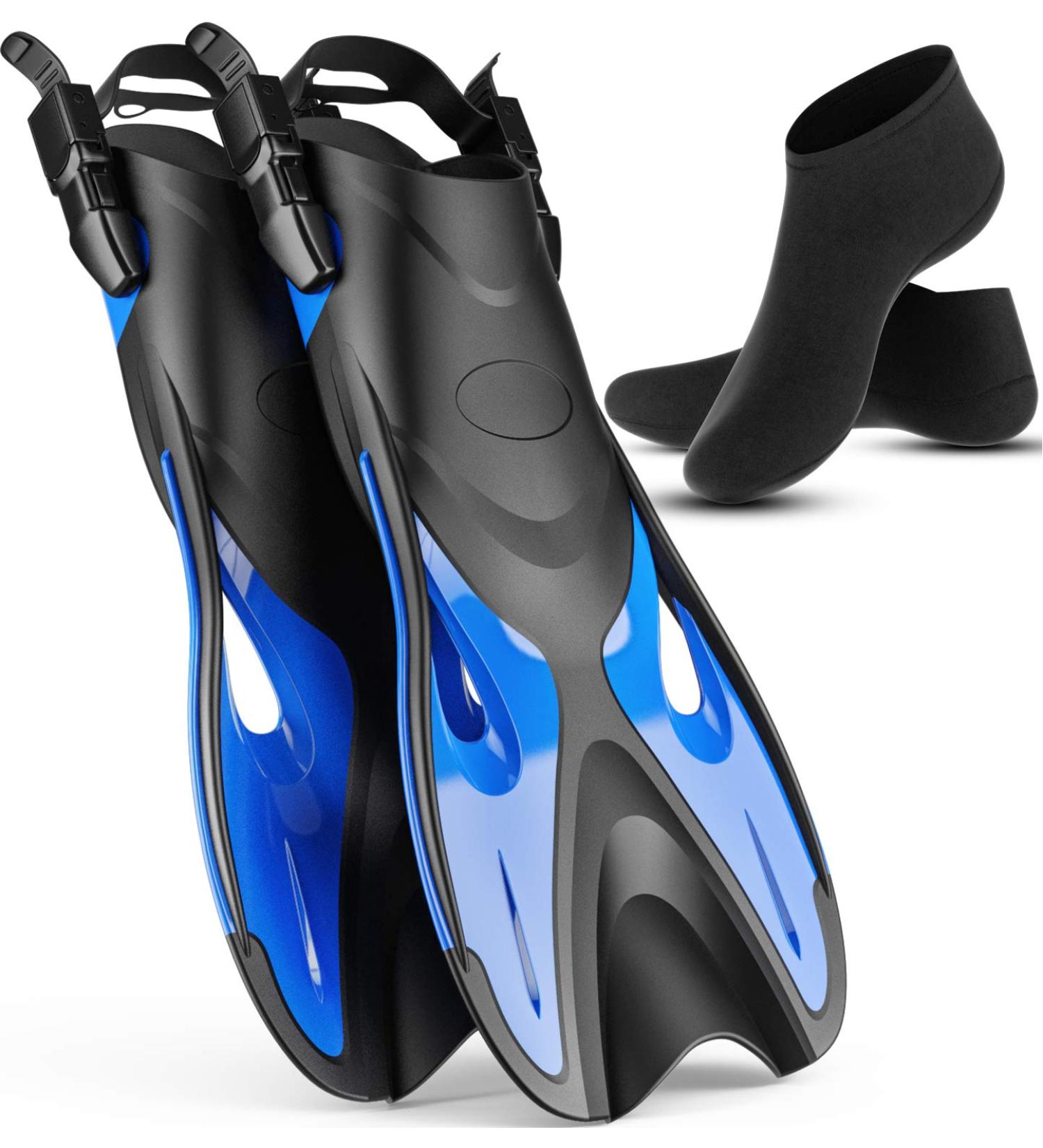 COZIA DESIGN Adjustable Swim Fins for Lap Swimming - Travel Size Scuba Diving Flippers with Neoprene Water Socks - Adult Size Large - Buy Online on GoSupps.com