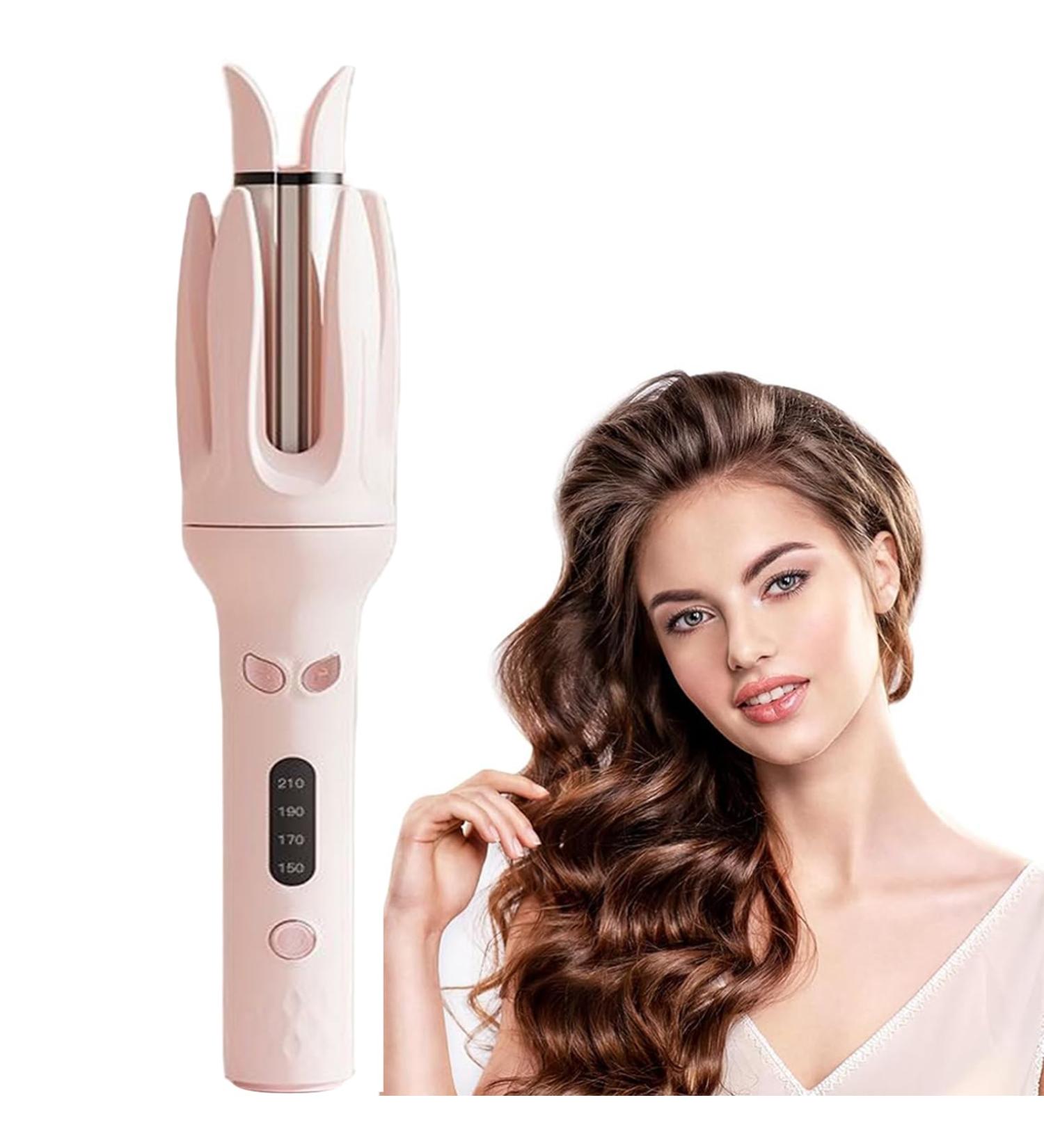iFCOW Rotating Curling Iron | Automatic Hair Curler with Fast Heating & 4 Temperatures | Pink Hair Styling Tool - Buy Online on GoSupps.com