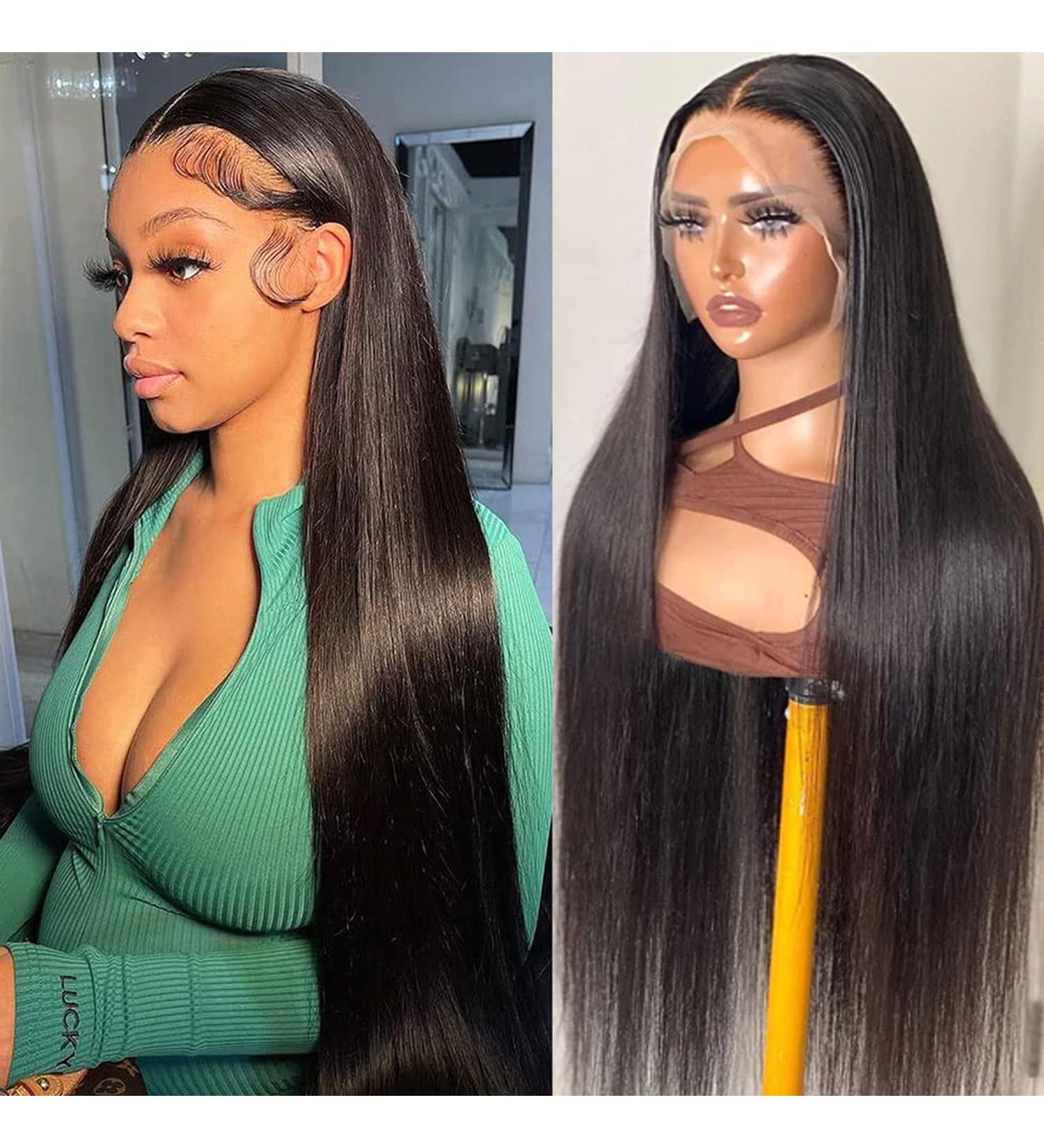 24 Inch Ysxbui 13x6 HD Transparent Straight Lace Front Human Hair Wig 180 Density for Women - Pre Plucked with Baby Hair - Natural Color - Buy Online on GoSupps.com