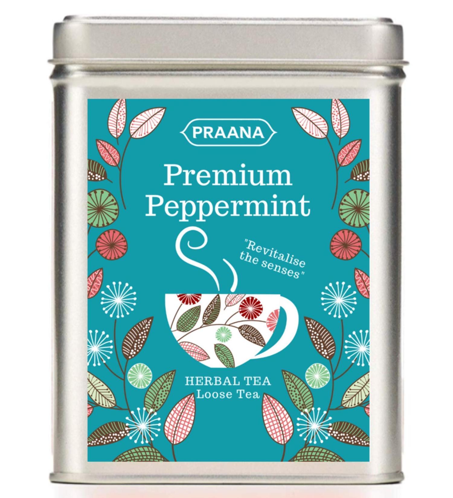 PRAANA TEA Pure Peppermint Herbal Tea Gift Tin 100 g