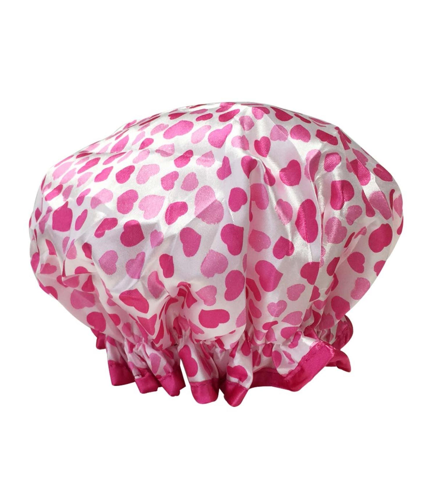 Bowbear Pink Hearts Satin Shower Cap - Women's Stylish & Fun Design - Buy Online on GoSupps.com