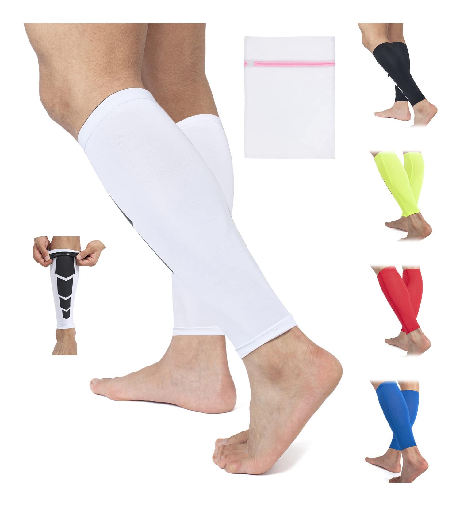 360 RELIEF Compression Calf Sleeves - Medium White | Shin Splints, Muscle Cramps | Fitness, Running, Hiking | 1 Pair with Mesh Laundry Bag - Buy Online on GoSupps.com