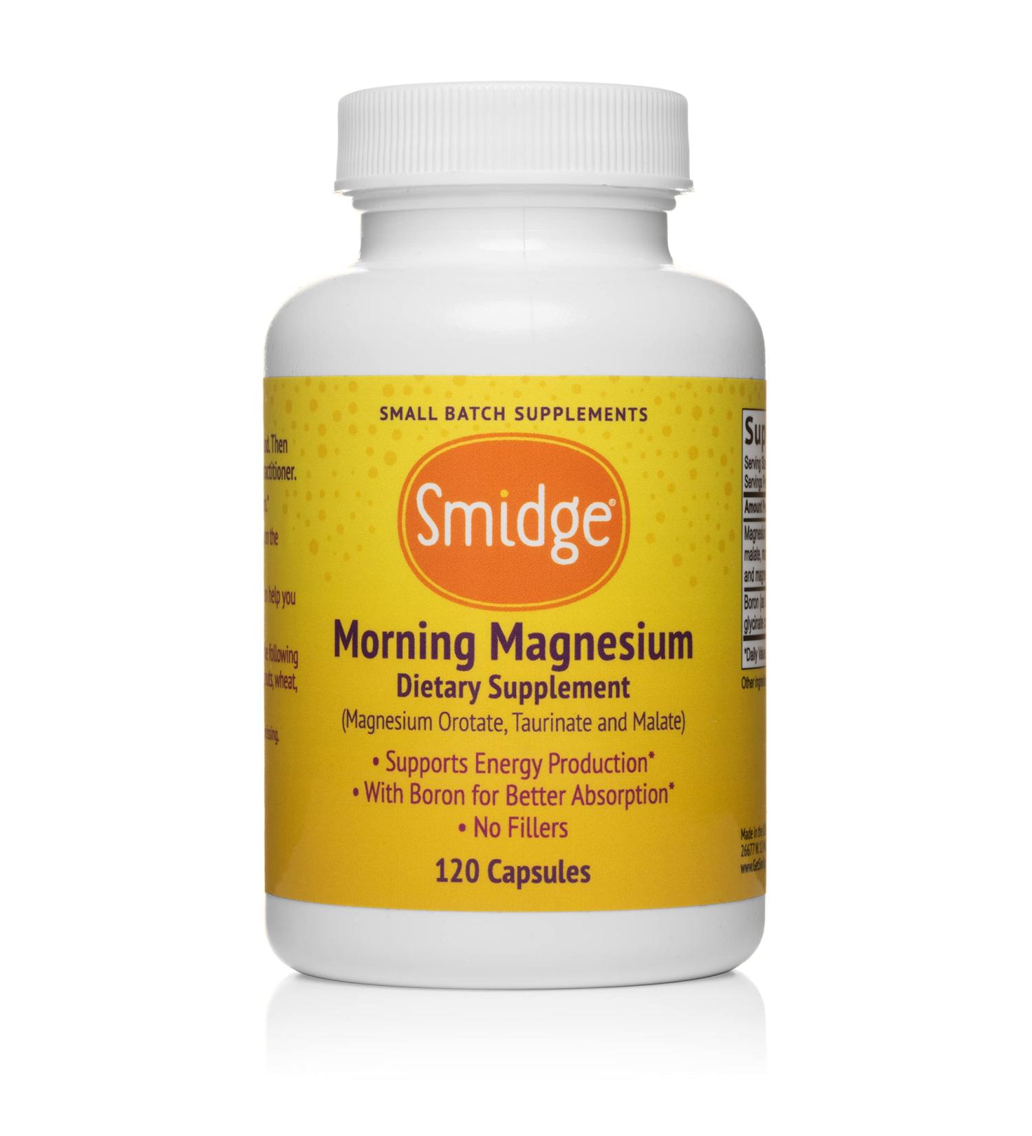 Smidge Morning Magnesium Capsules - 120 ct. Pure Supplement for Natural Energy Boost - Buy Online on GoSupps.com