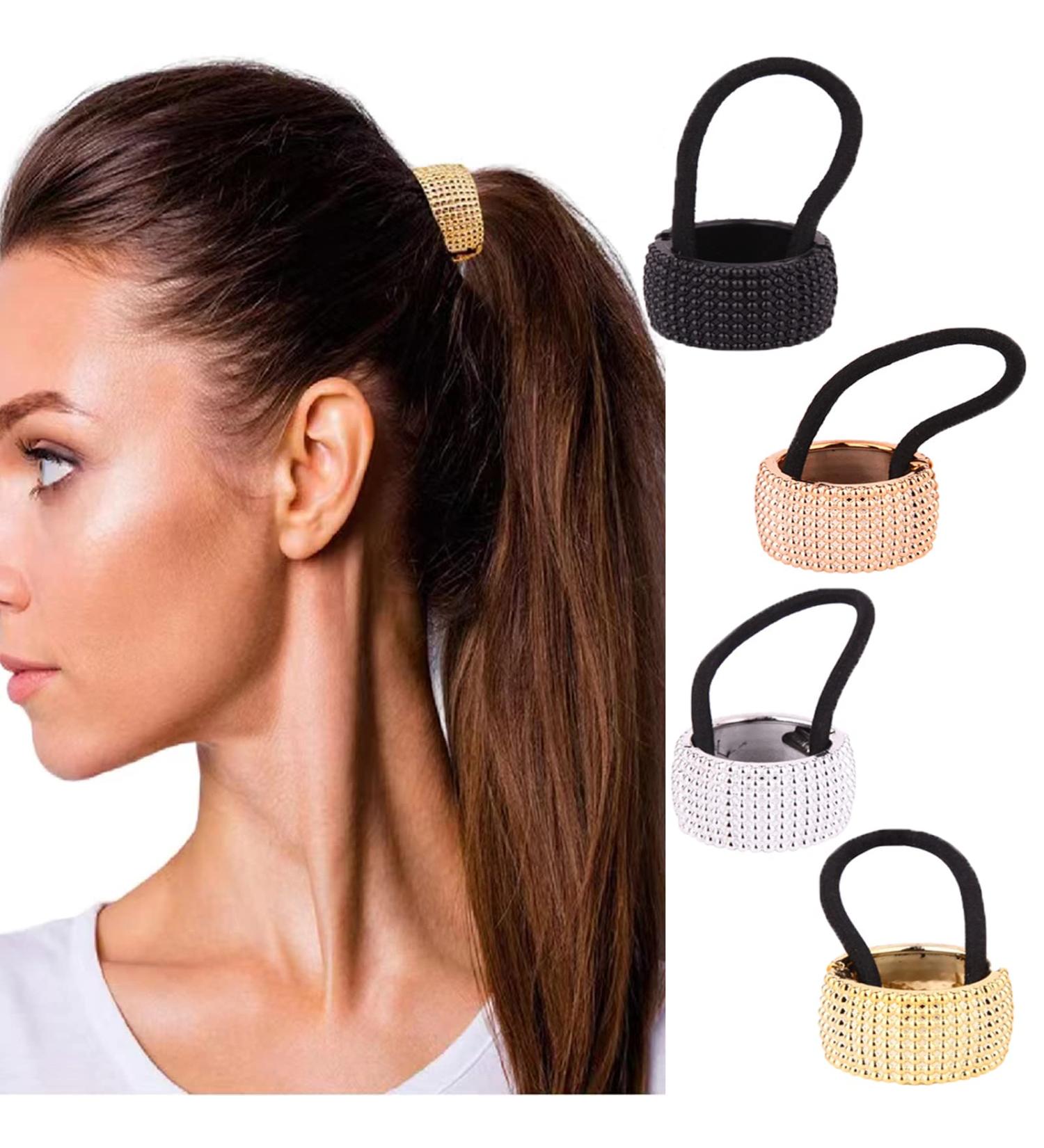 4 PCS Glitter Ponytail Holder Cuffs - Gothic Punk Hair Accessories for Women and Girls - Buy Online on GoSupps.com
