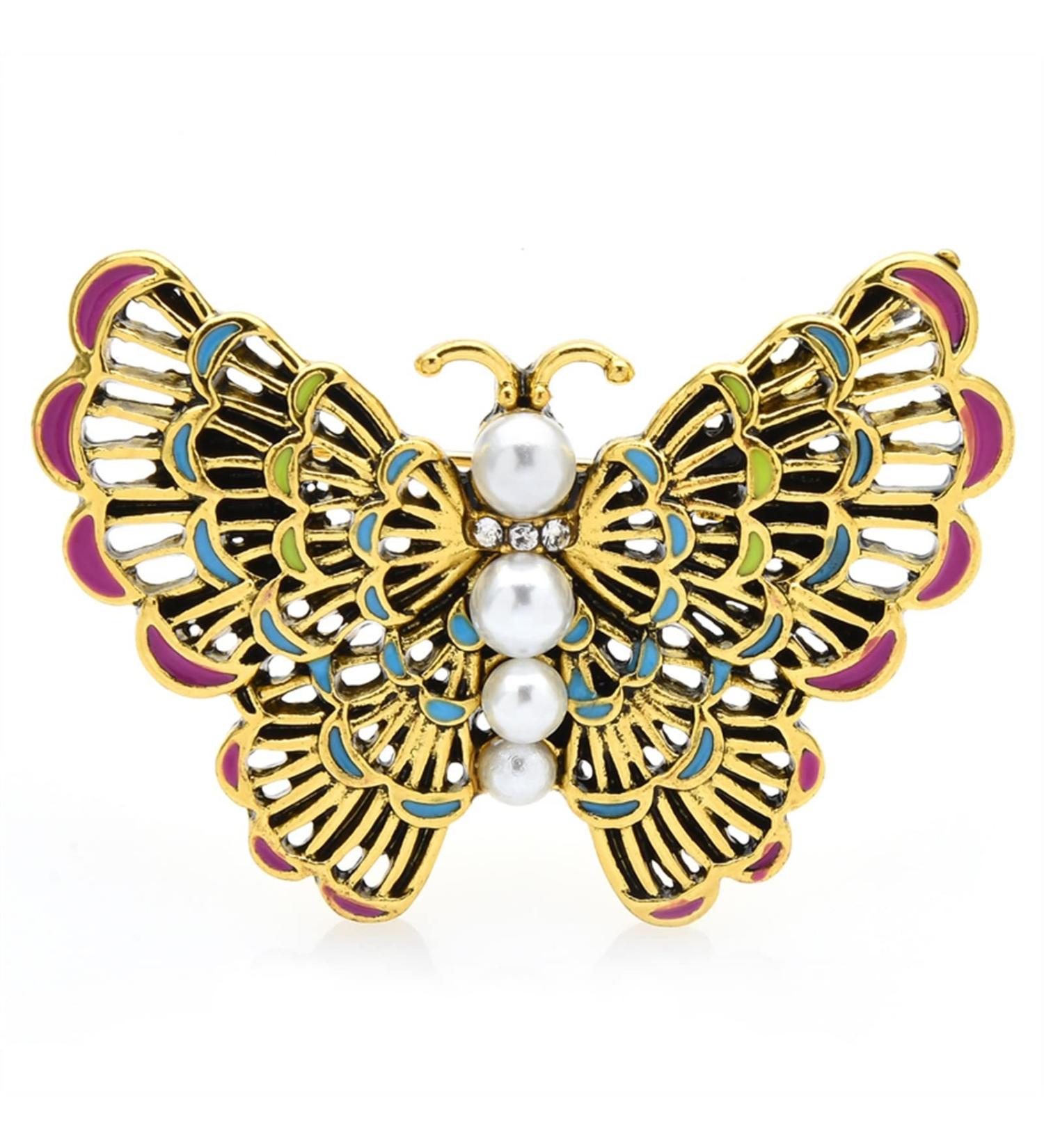 Pin Jewelry Gifts for Women Fashion Accessories Vintage Butterfly Brooch Ladies Enamel Palace Style Insect Party Brooch Cardigan Coat Brooch Brooches & Pins - Buy Online on GoSupps.com