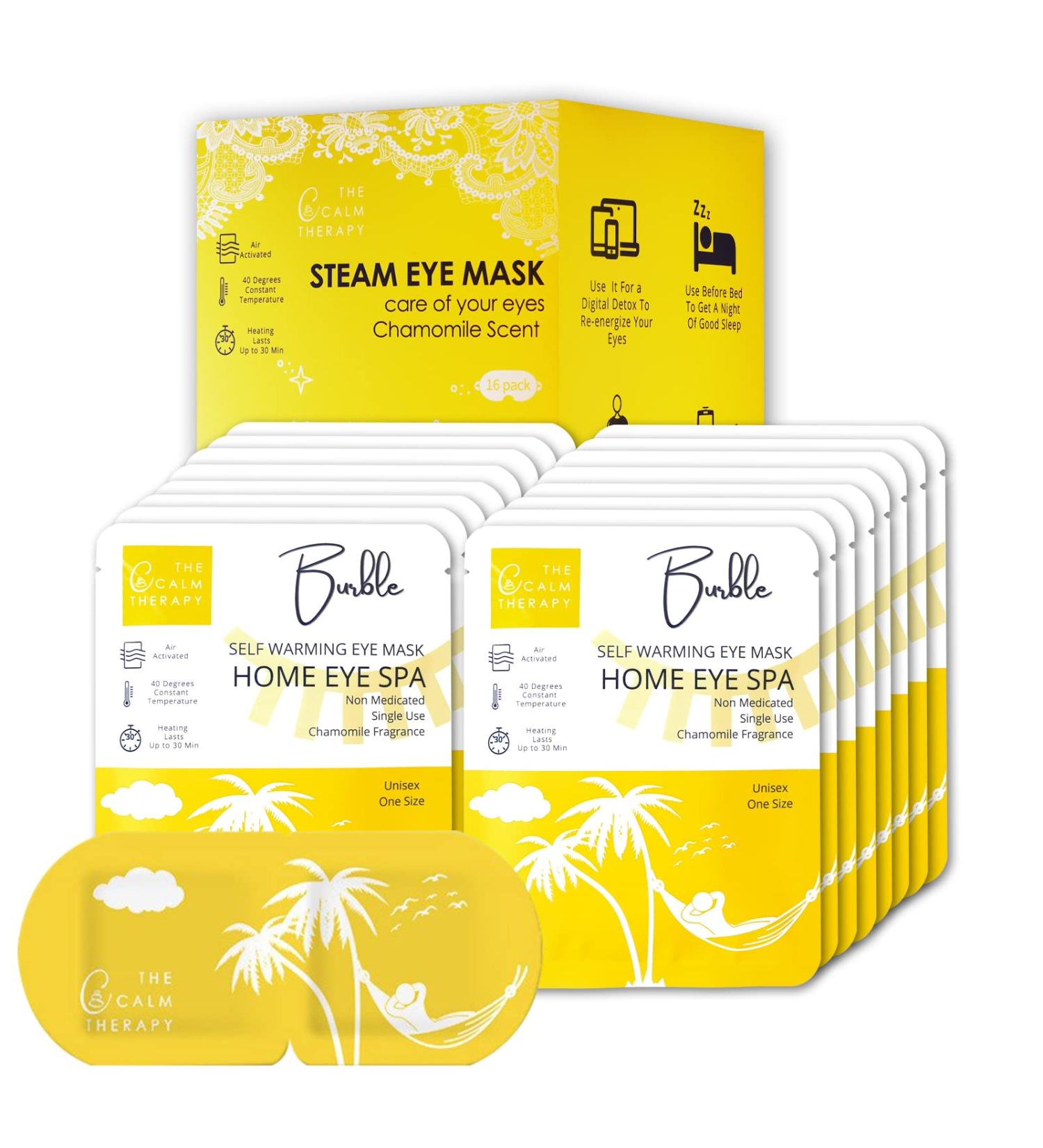 LEYE 16-Pack Chamomile Steam Eye Mask for Dry Eyes, Dark Circles, Puffiness - Migraine Relief & Stye Removal - Buy Online on GoSupps.com
