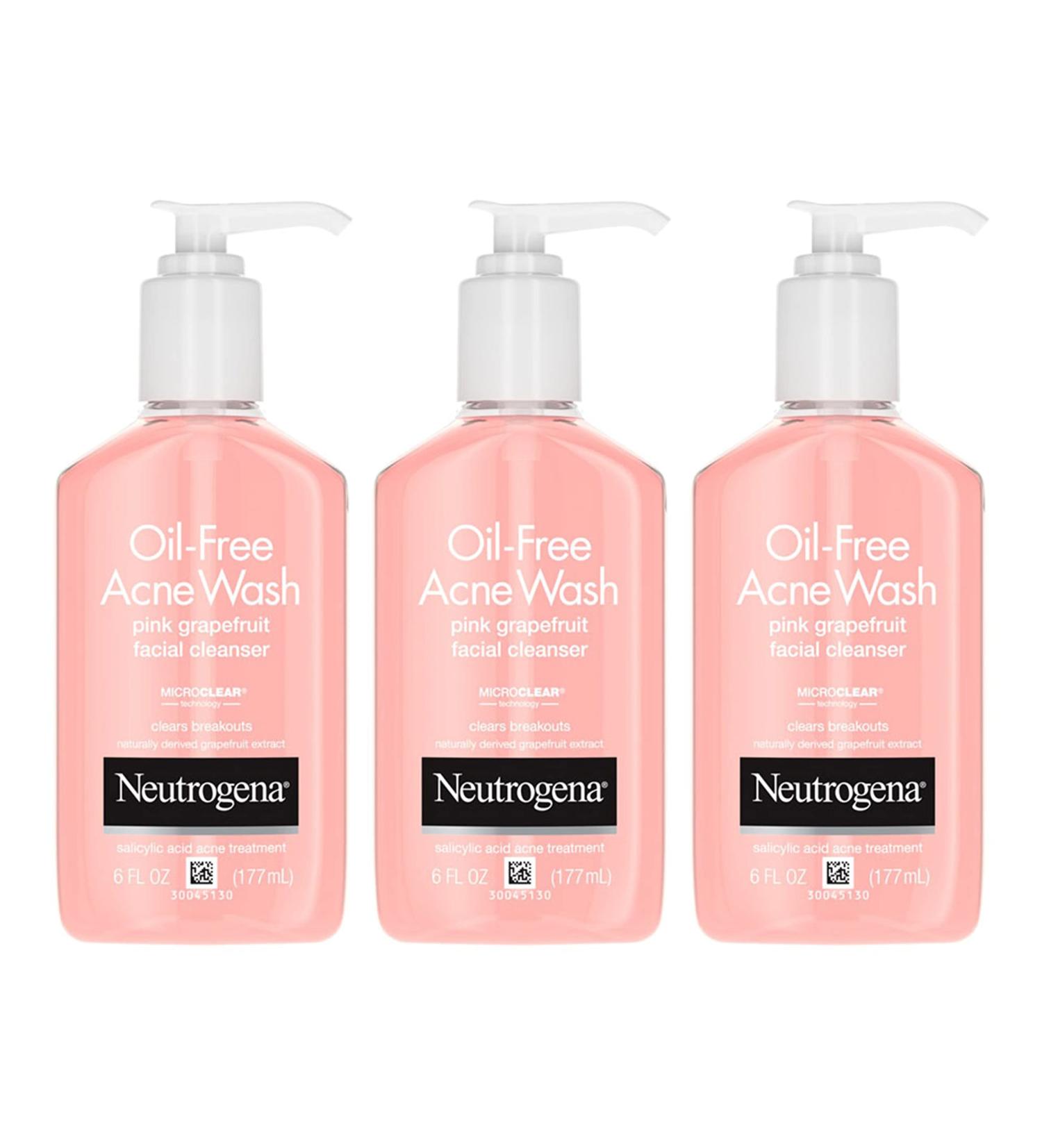Neutrogena Oil-Free Pink Grapefruit Acne Wash with 2% Salicylic Acid - Pack of 3 - Buy Online on GoSupps.com