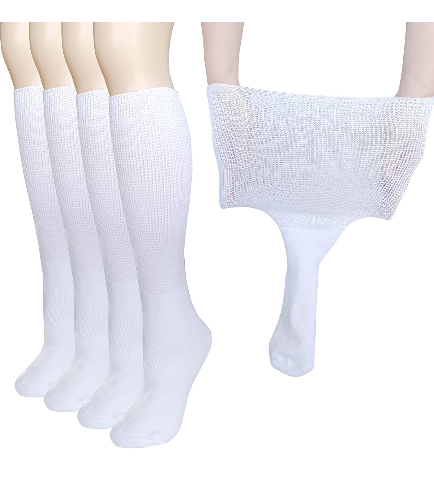 CIRZUEX Extra Wide Diabetic Socks for Swollen Feet | Bariatric, Neuropathy, Medical Cast Sock | Non-Binding White Socks - Women Men (W/CALF01) - Buy Online on GoSupps.com