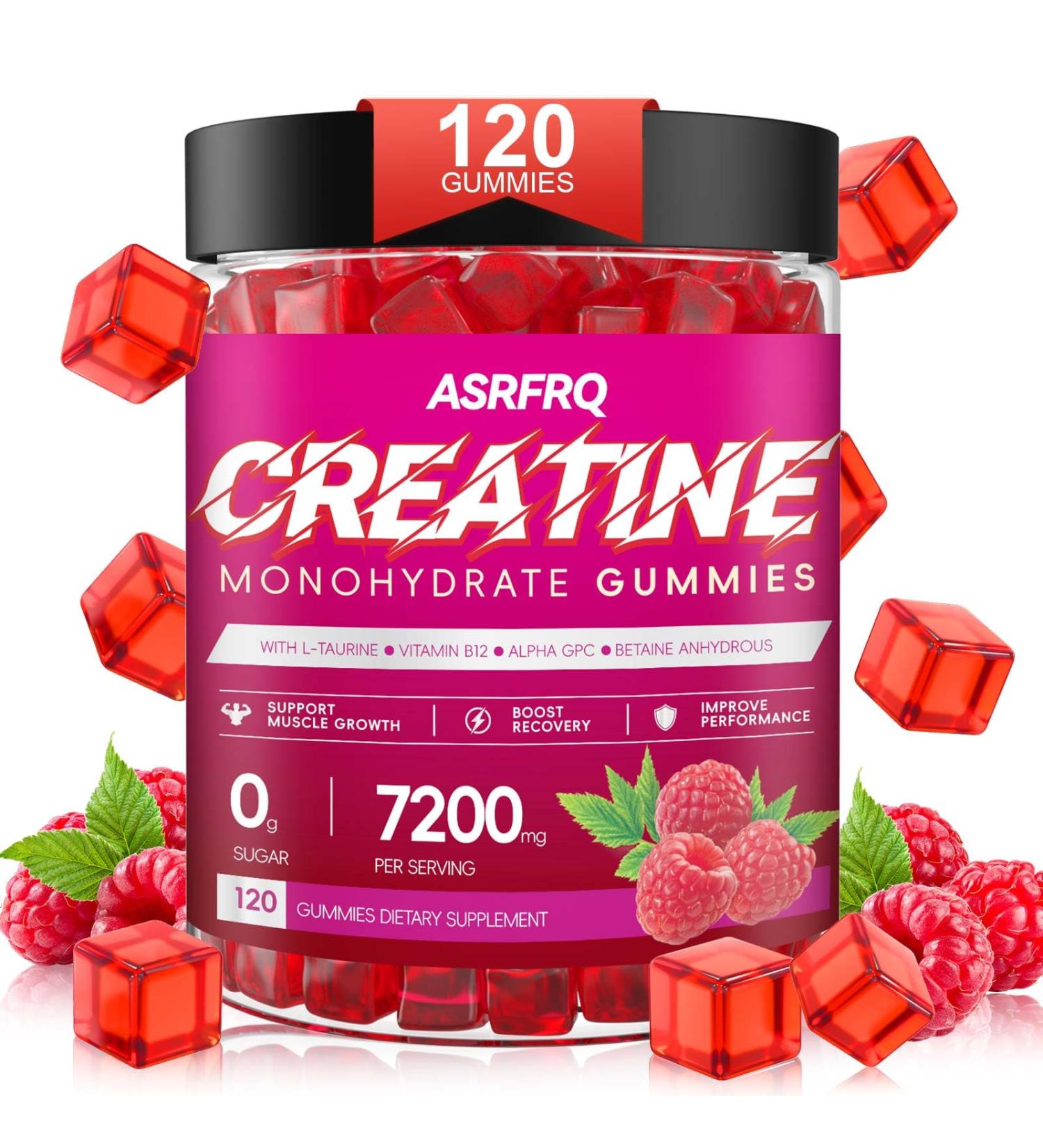 PQEIFJ Sugar-Free Creatine Monohydrate Gummies - 15% Strength 5X Energy & Muscle Support Pre-Workout Complex Creatine for Women & Men with 5000mg Creatine L-Taurine B12