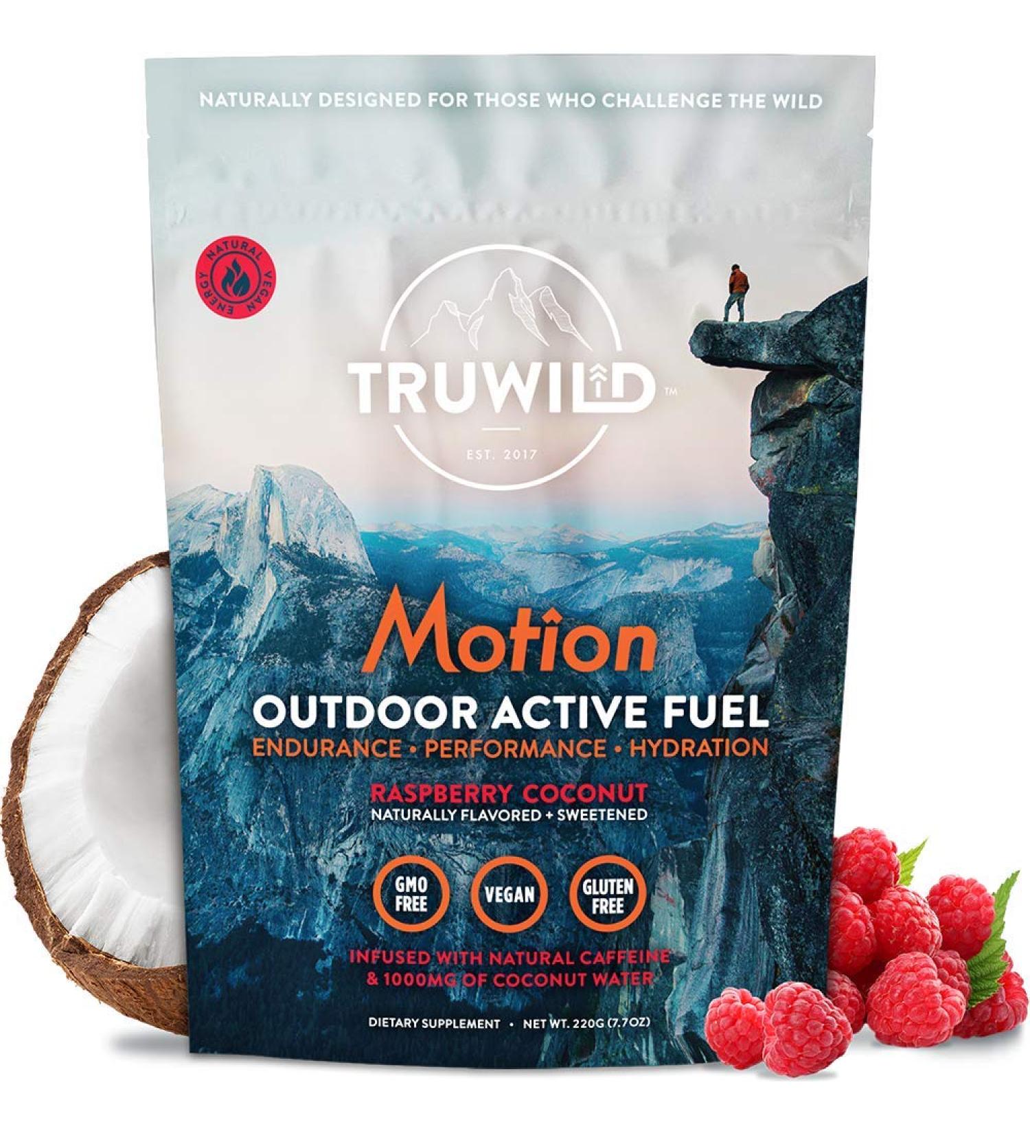 TruWild Motion All Natural Pre Workout Powder - Vegan Coconut Raspberry | Organic Plant-Based Energy Drink Mix - No Jitters 20 Servings - Buy Online on GoSupps.com