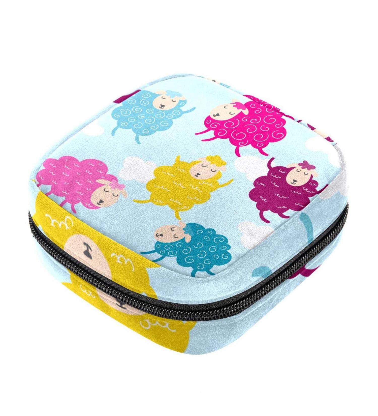 Colorful Animal Sheep Menstrual Cup Pouch - Large Organizer Bag for Women & Girls, Multicolored - Buy Online on GoSupps.com