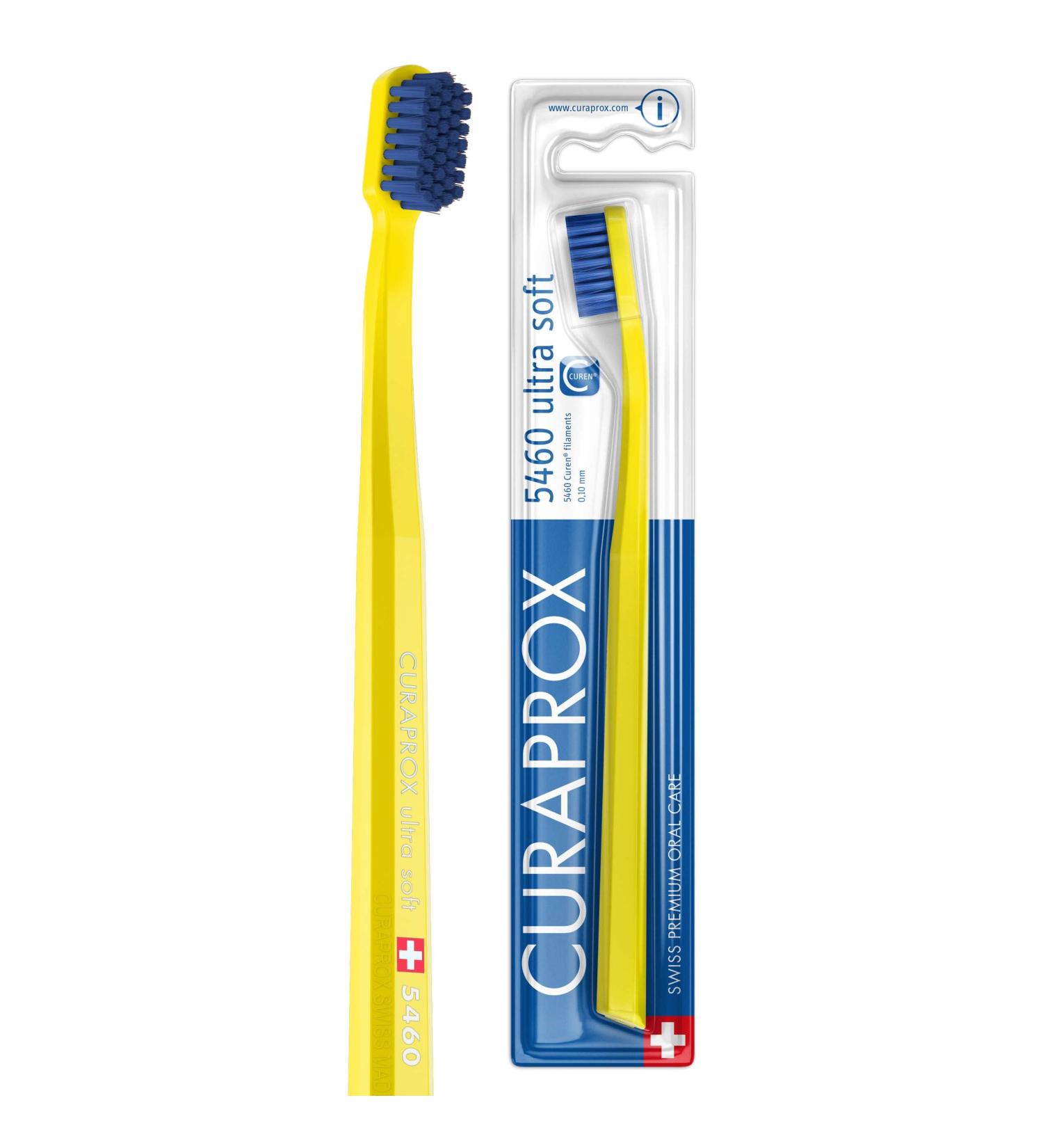 Curaprox Toothbrush CS 5460 Ultra Soft - Eco-Friendly Manual Toothbrush for Adults with 5460 CUREN Bristles - Yellow-Blue - Buy Online on GoSupps.com