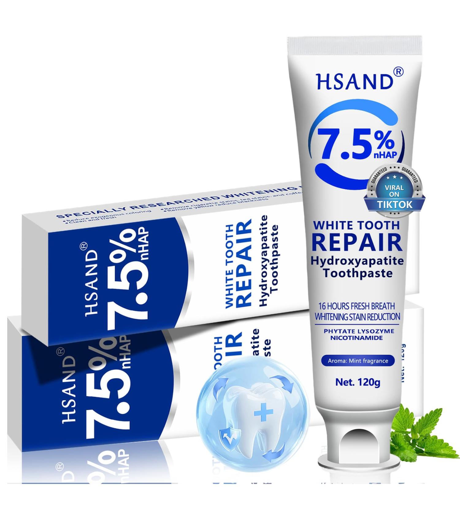 Hydroxyapatite Toothpastes for Enamel Protection and Tooth Strengthening Fluoride-Free Cooling Mint Promotes Fresh Breath Daily Use for Oral Health/ 120G (Pack of 2) - Buy Online on GoSupps.com